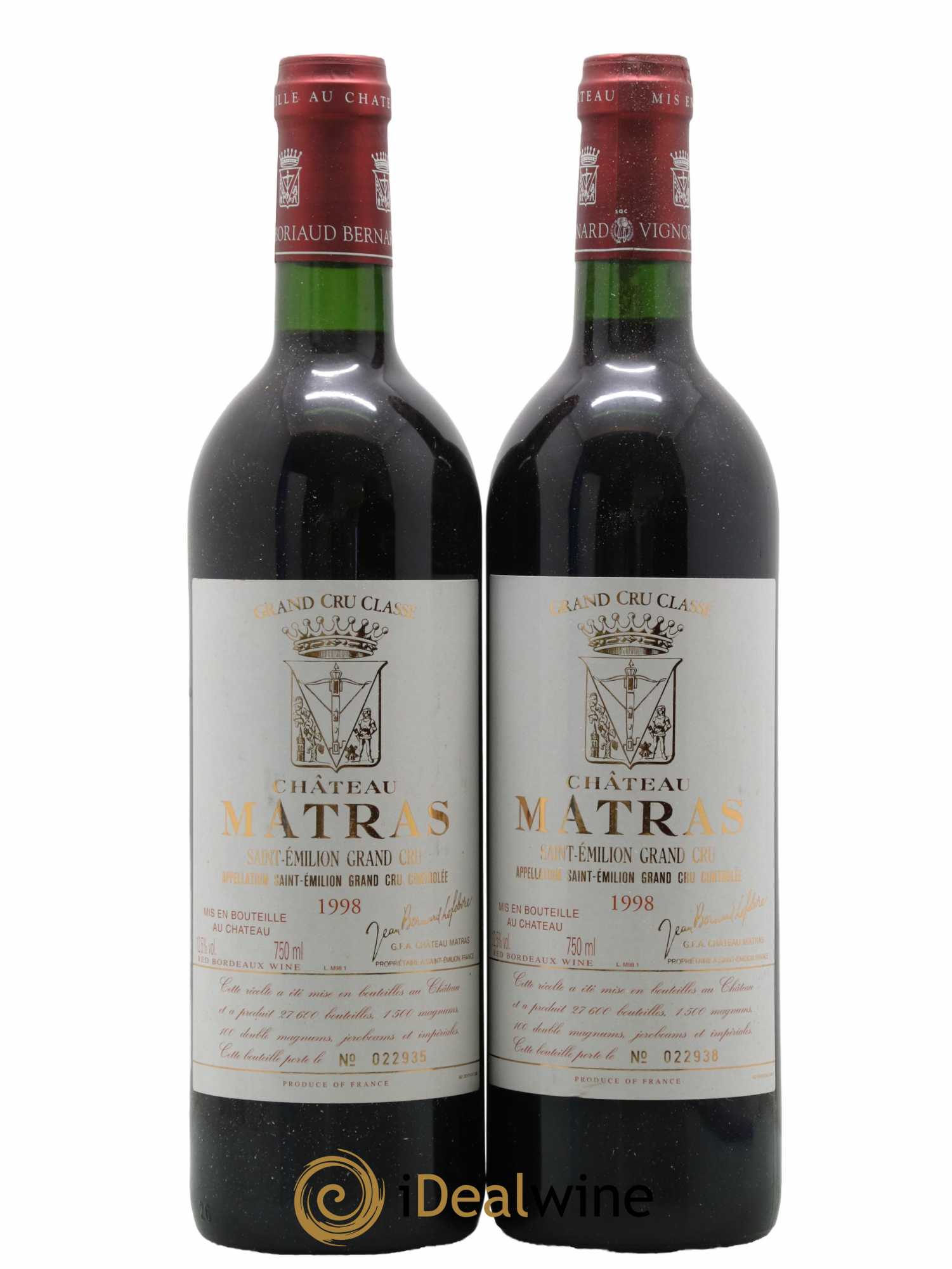 Château Matras 1998 - Lot of 2 bottles - 0