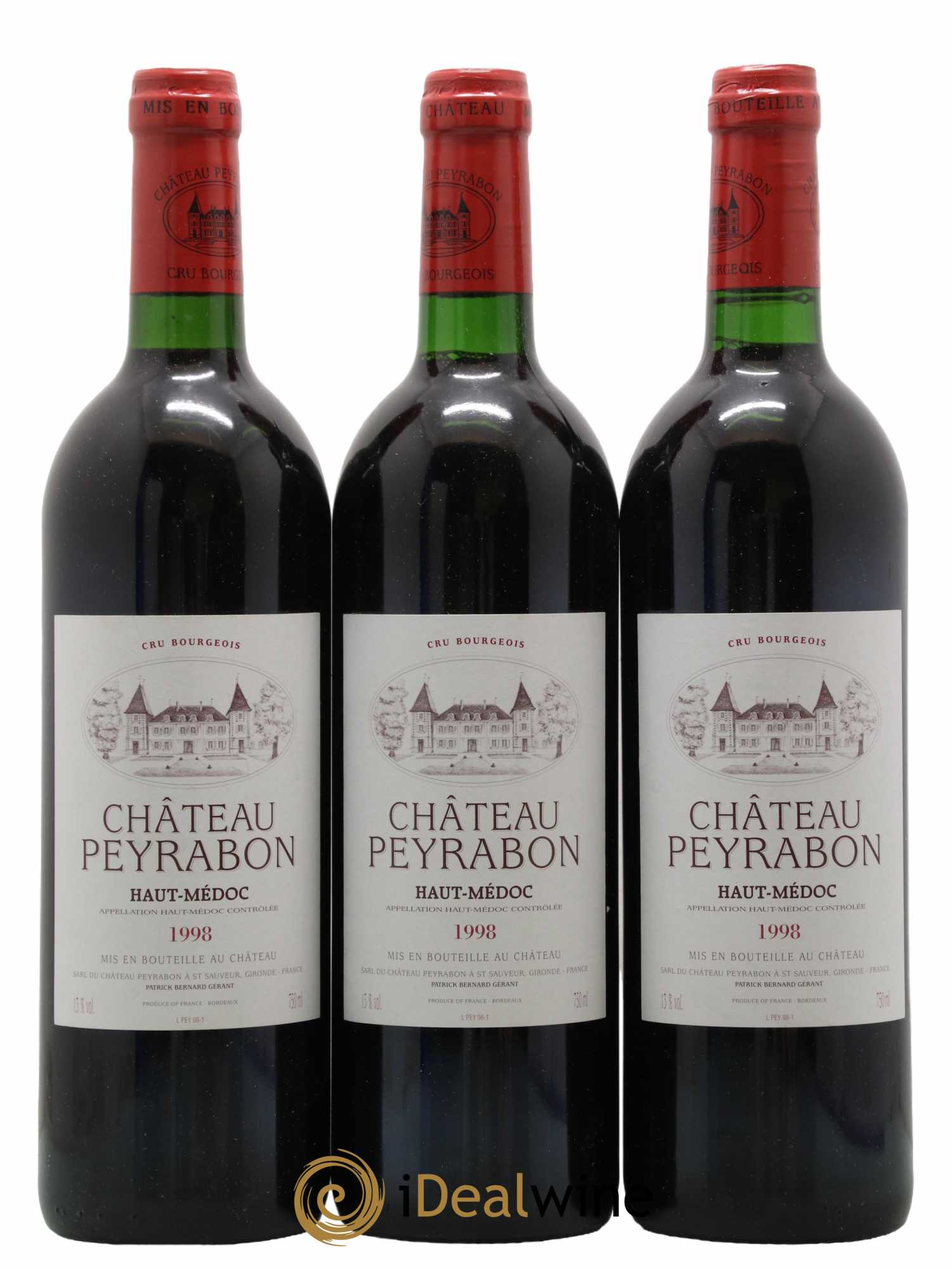 Château Peyrabon Cru Bourgeois 1998 - Lot de 3 bouteilles - 0