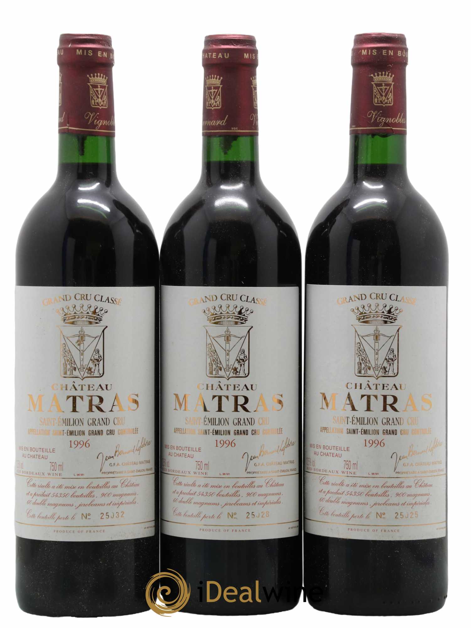 Château Matras 1996 - Lot de 3 bouteilles - 0