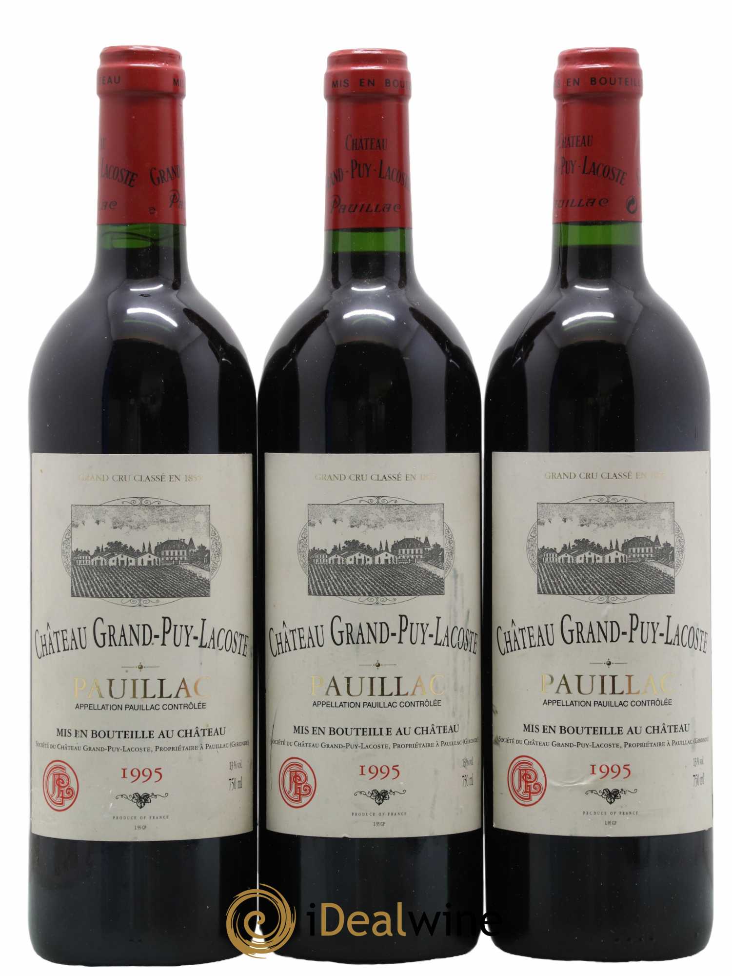 Château Grand Puy Lacoste 5ème Grand Cru Classé 1995 - Lot de 3 bouteilles - 0
