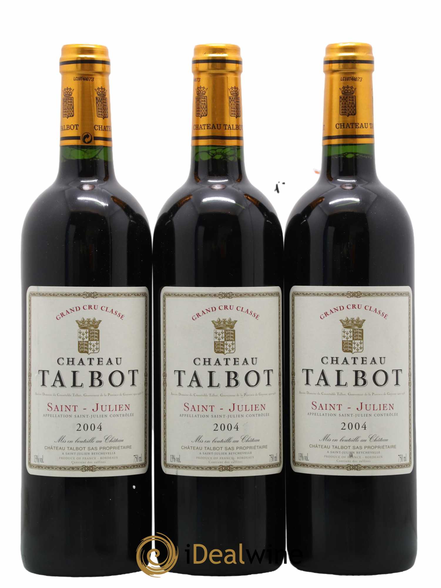 Château Talbot 4ème Grand Cru Classé 2004 - Lot de 3 bouteilles - 0