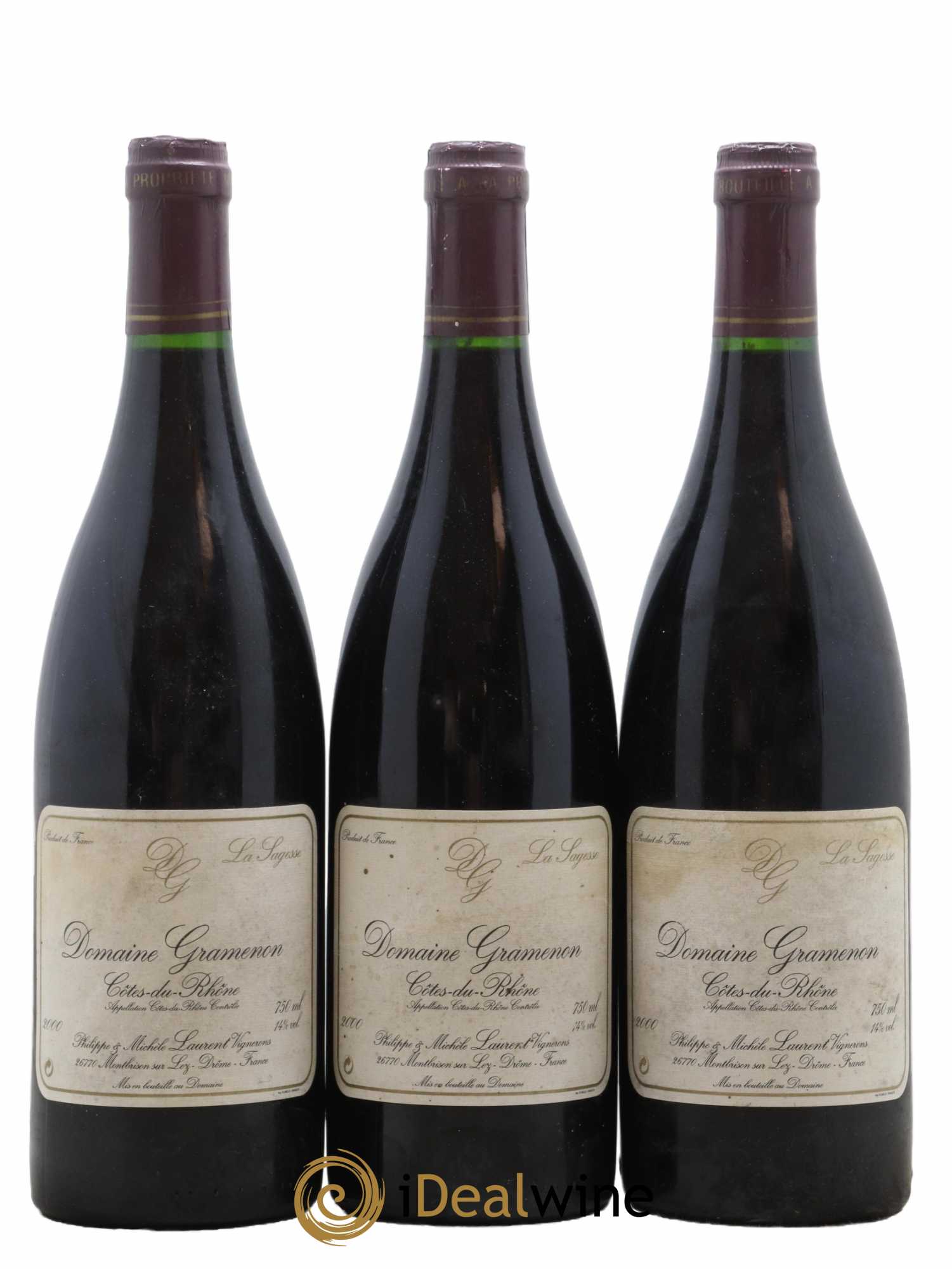 Côtes-du-Rhône La Sagesse Gramenon (Domaine) 2000 - Lot de 3 bouteilles - 0