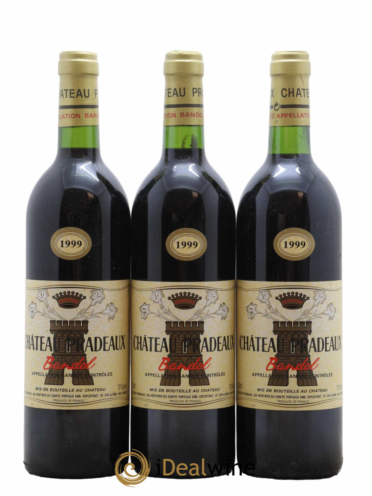 Bandol Château Pradeaux Famille Portalis 1999 - Lot de 3 bouteilles - 0