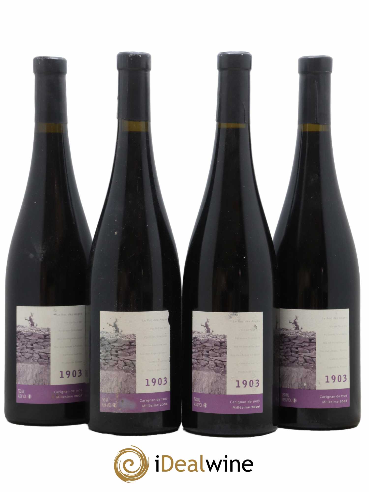 Côtes Catalanes Roc des Anges Carignan 1903 Marjorie et Stéphane Gallet 2006 - Lot de 4 bouteilles - 0