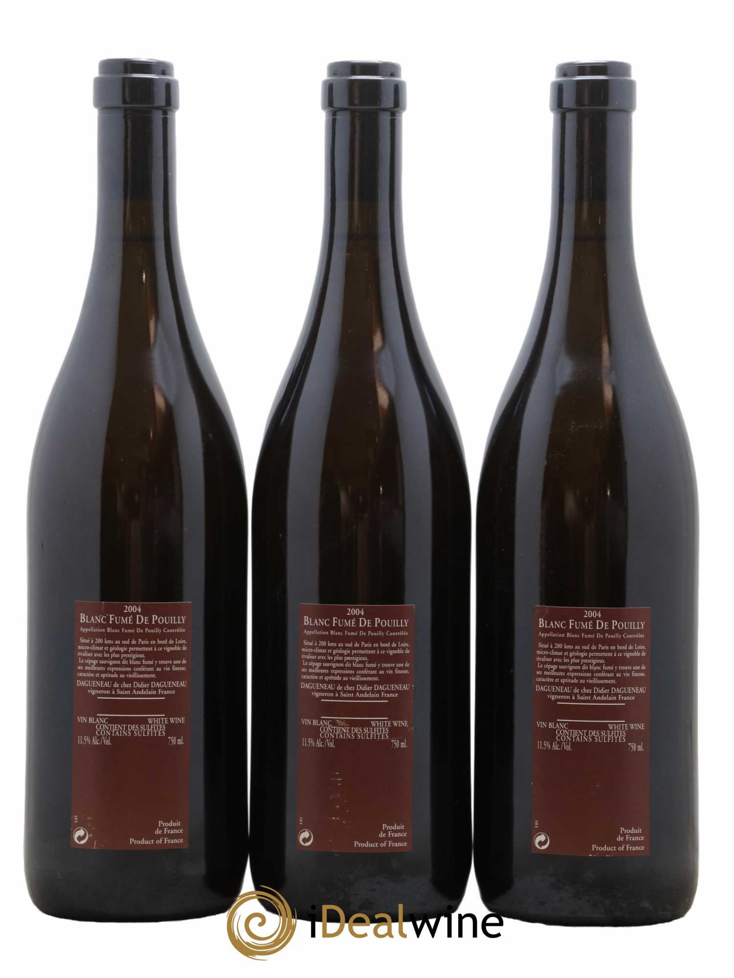 Vin de France (anciennement Pouilly-Fumé) Pur Sang Dagueneau (Domaine Didier - Louis-Benjamin) 2004 - Lot de 3 bouteilles - 1