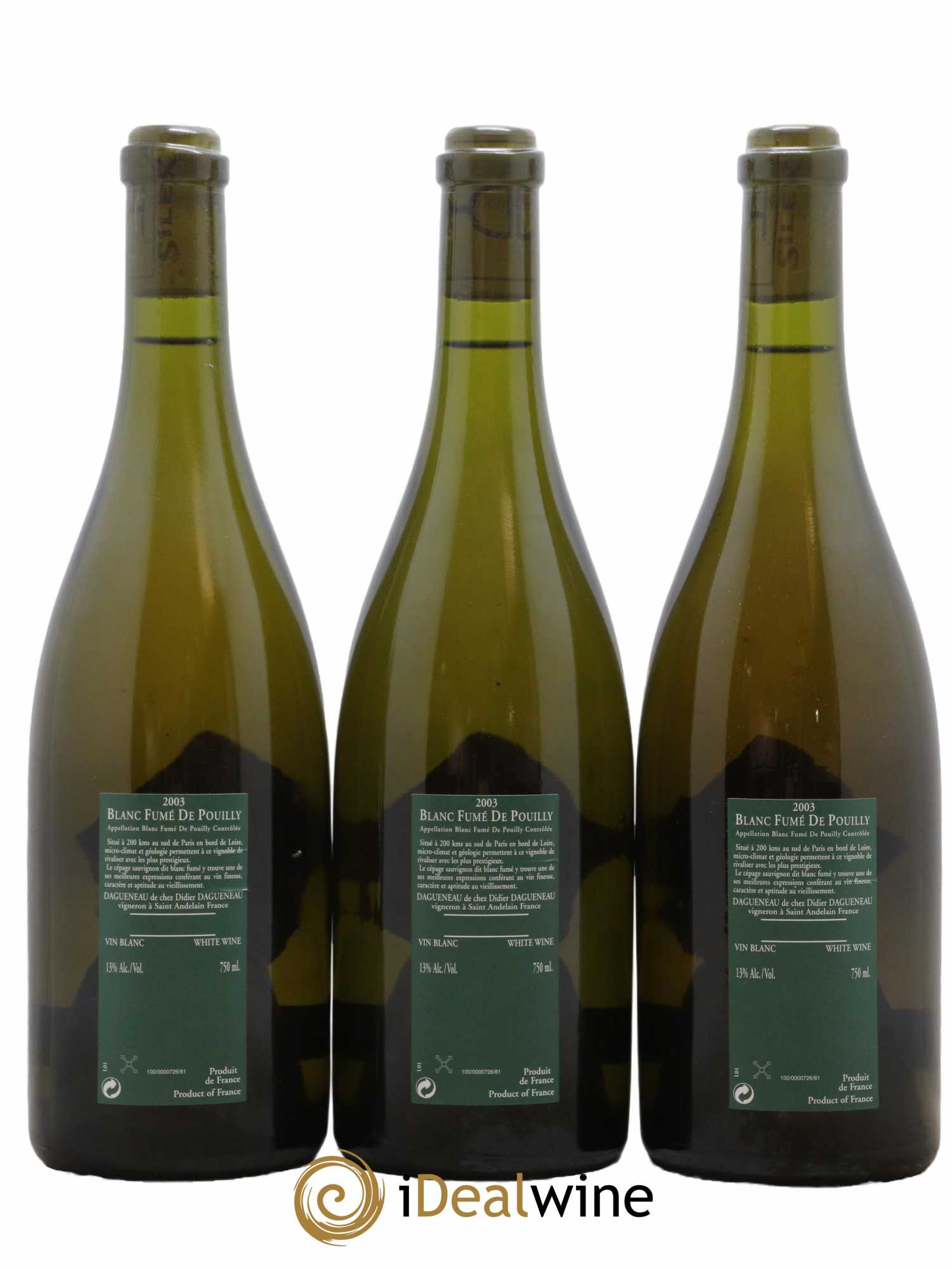Vin de France (anciennement Pouilly-Fumé) Silex Dagueneau (Domaine Didier - Louis-Benjamin) 2003 - Lot de 3 bouteilles - 1