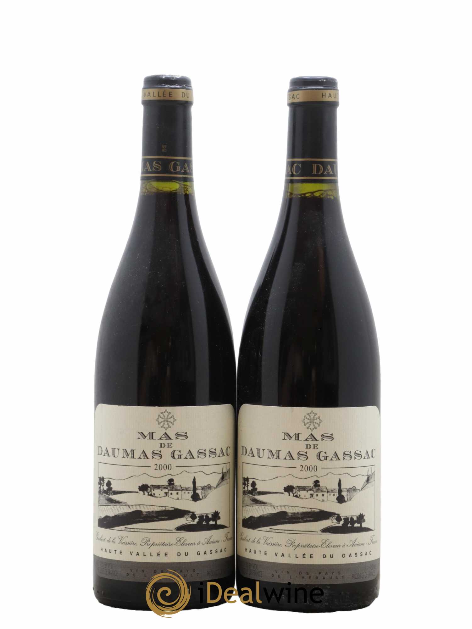 Saint-Guilhem-le-Désert - Cité d'Aniane Mas Daumas Gassac Famille Guibert de La Vaissière 2000 - Lot de 2 bouteilles - 0