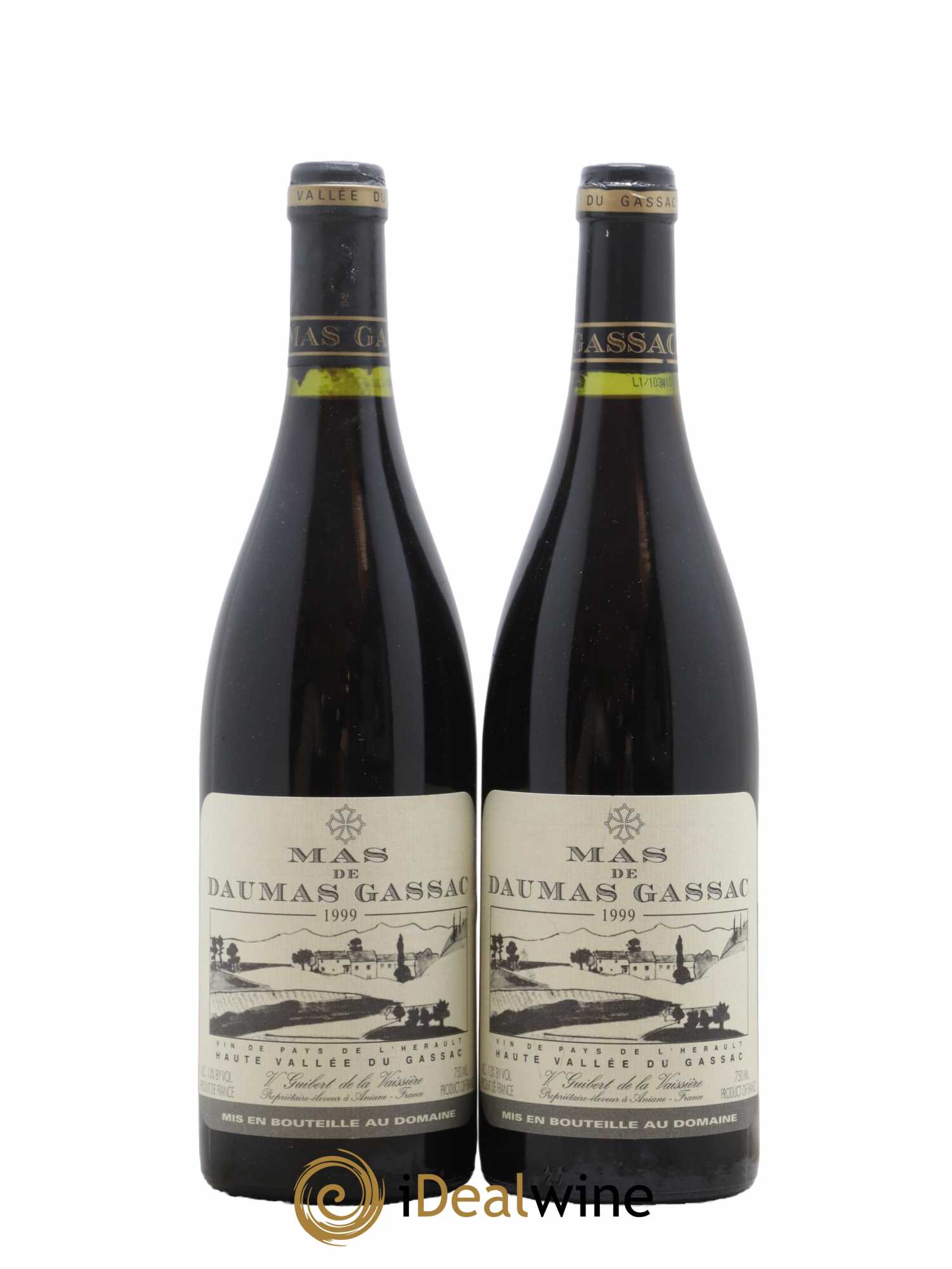 Saint-Guilhem-le-Désert - Cité d'Aniane Mas Daumas Gassac Famille Guibert de La Vaissière 1999 - Lot de 2 bouteilles - 0