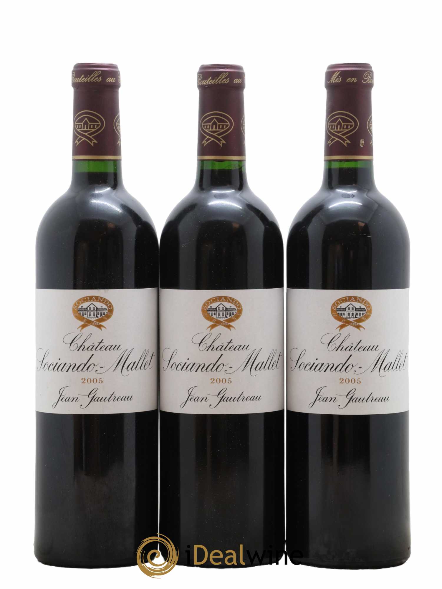 Château Sociando Mallet 2005 - Lot de 3 bouteilles - 0
