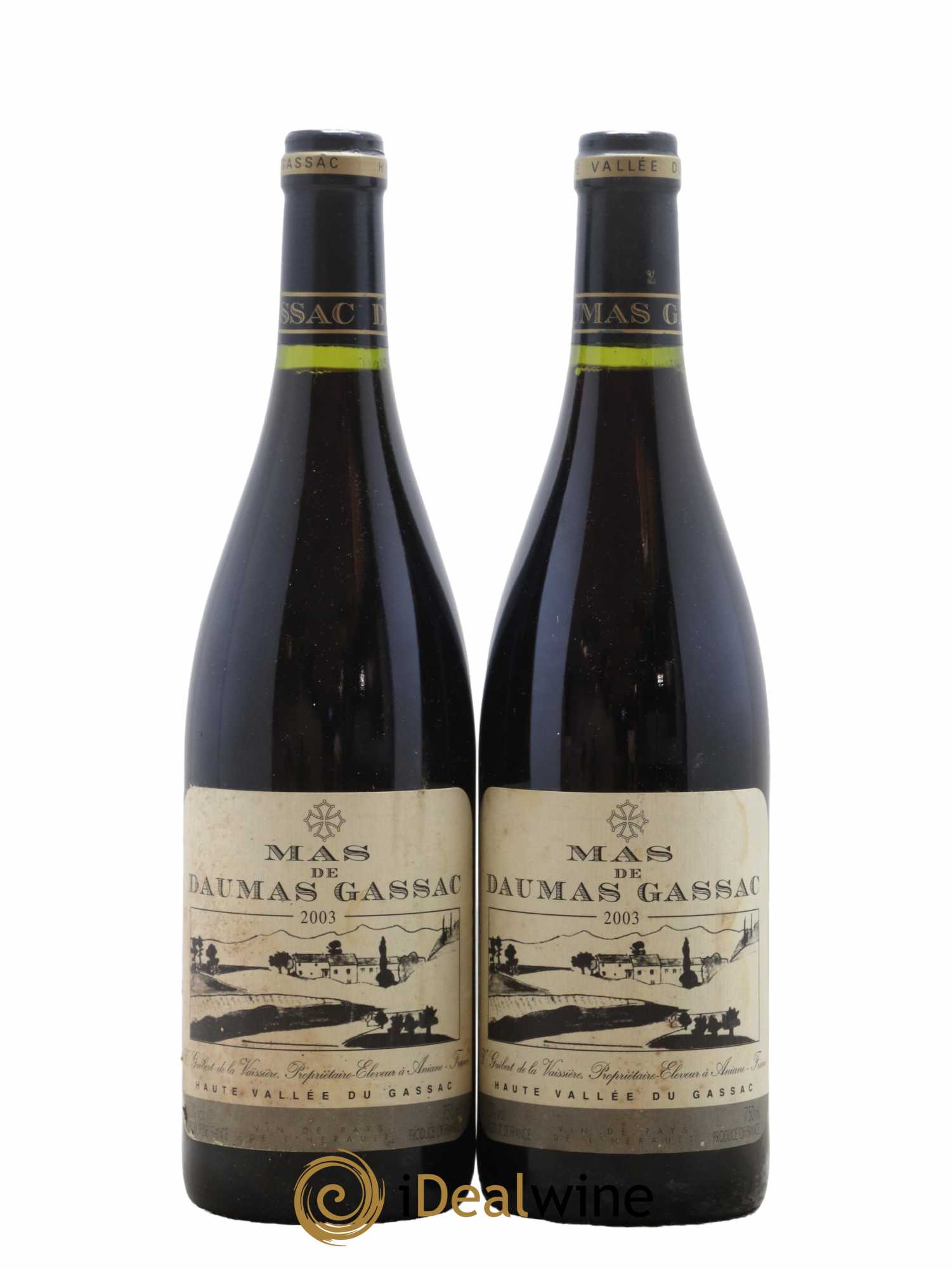Saint-Guilhem-le-Désert - Cité d'Aniane Mas Daumas Gassac Famille Guibert de La Vaissière 2003 - Lot de 2 bouteilles - 0