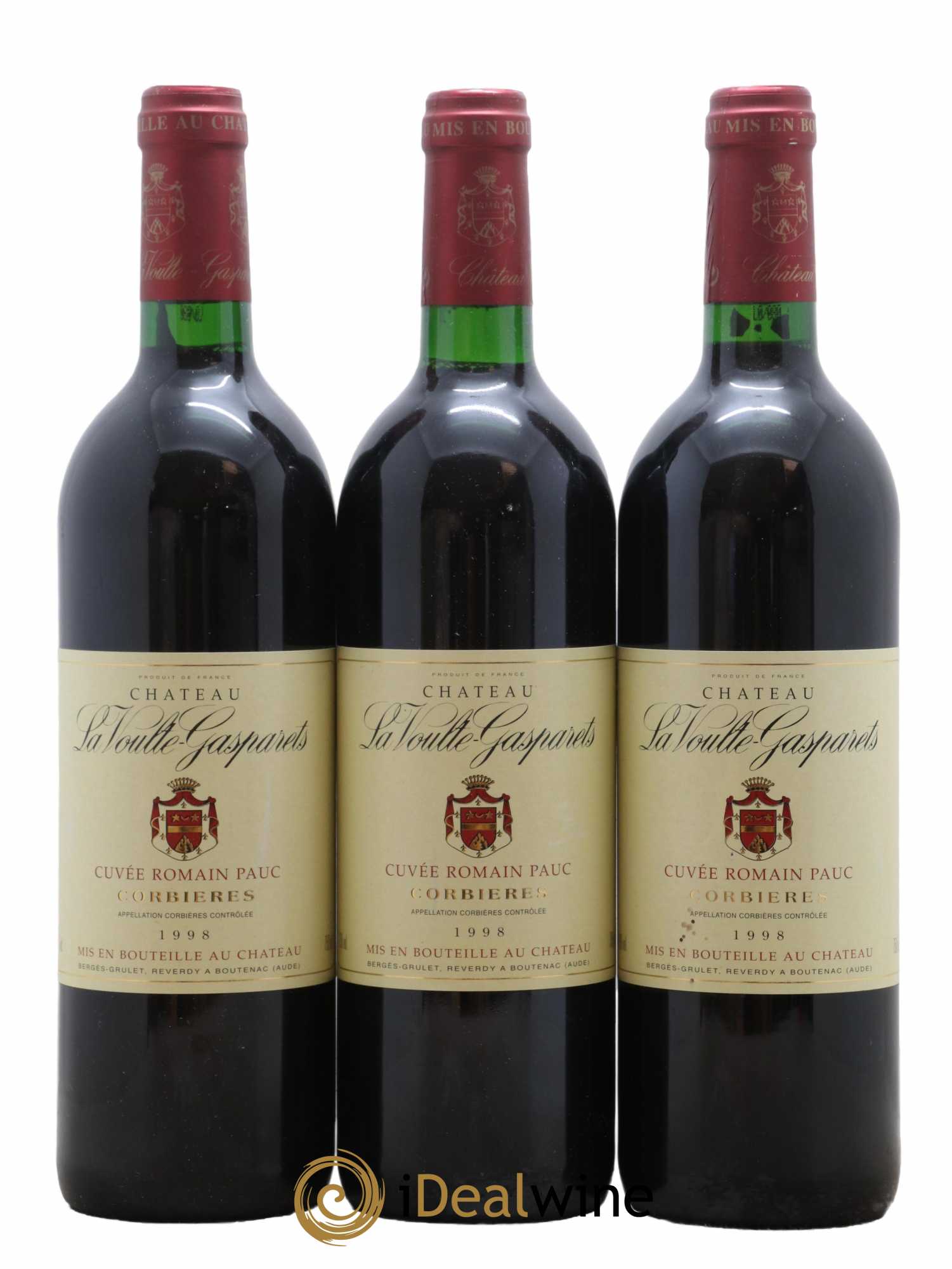 Corbières Boutenac La Voulte-Gasparets Cuvée Romain Pauc Patrick Reverdy 1998 - Lot de 3 bouteilles - 0