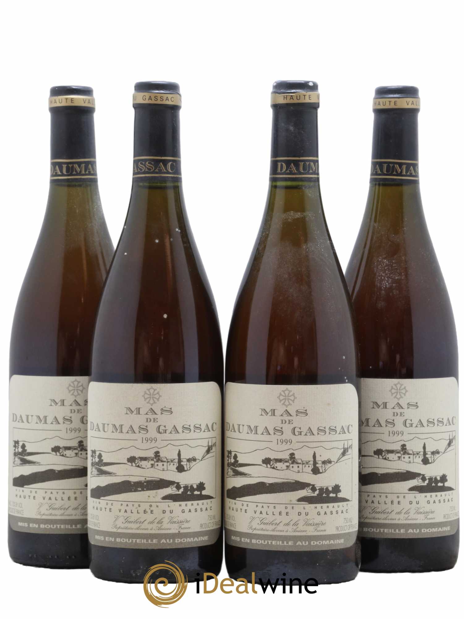 Saint-Guilhem-le-Désert - Cité d'Aniane Mas Daumas Gassac Famille Guibert de La Vaissière 1999 - Lot de 4 bouteilles - 0