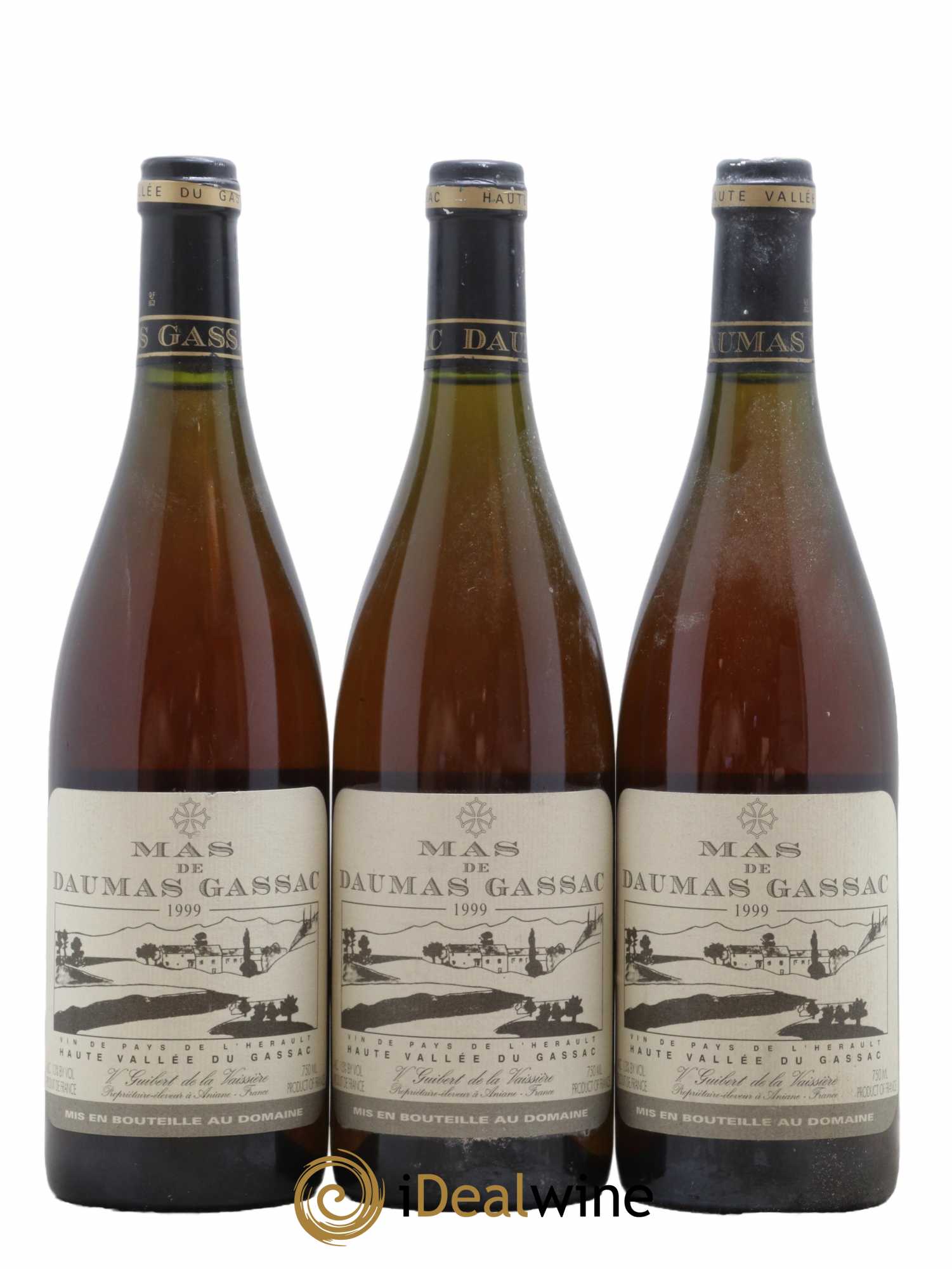 Saint-Guilhem-le-Désert - Cité d'Aniane Mas Daumas Gassac Famille Guibert de La Vaissière 1999 - Lot de 3 bouteilles - 0
