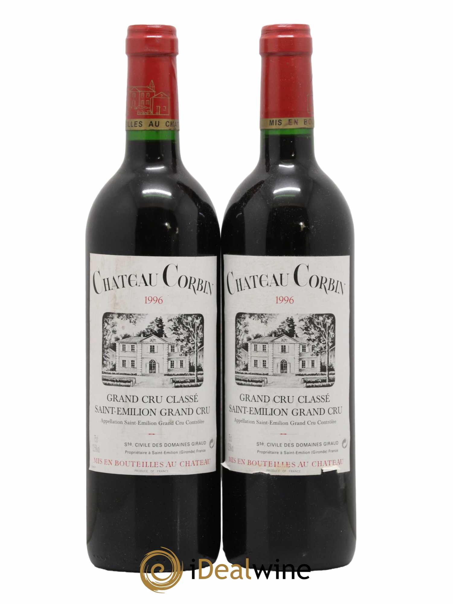 Château Corbin Grand Cru Classé 1996 - Lot de 2 bouteilles - 0