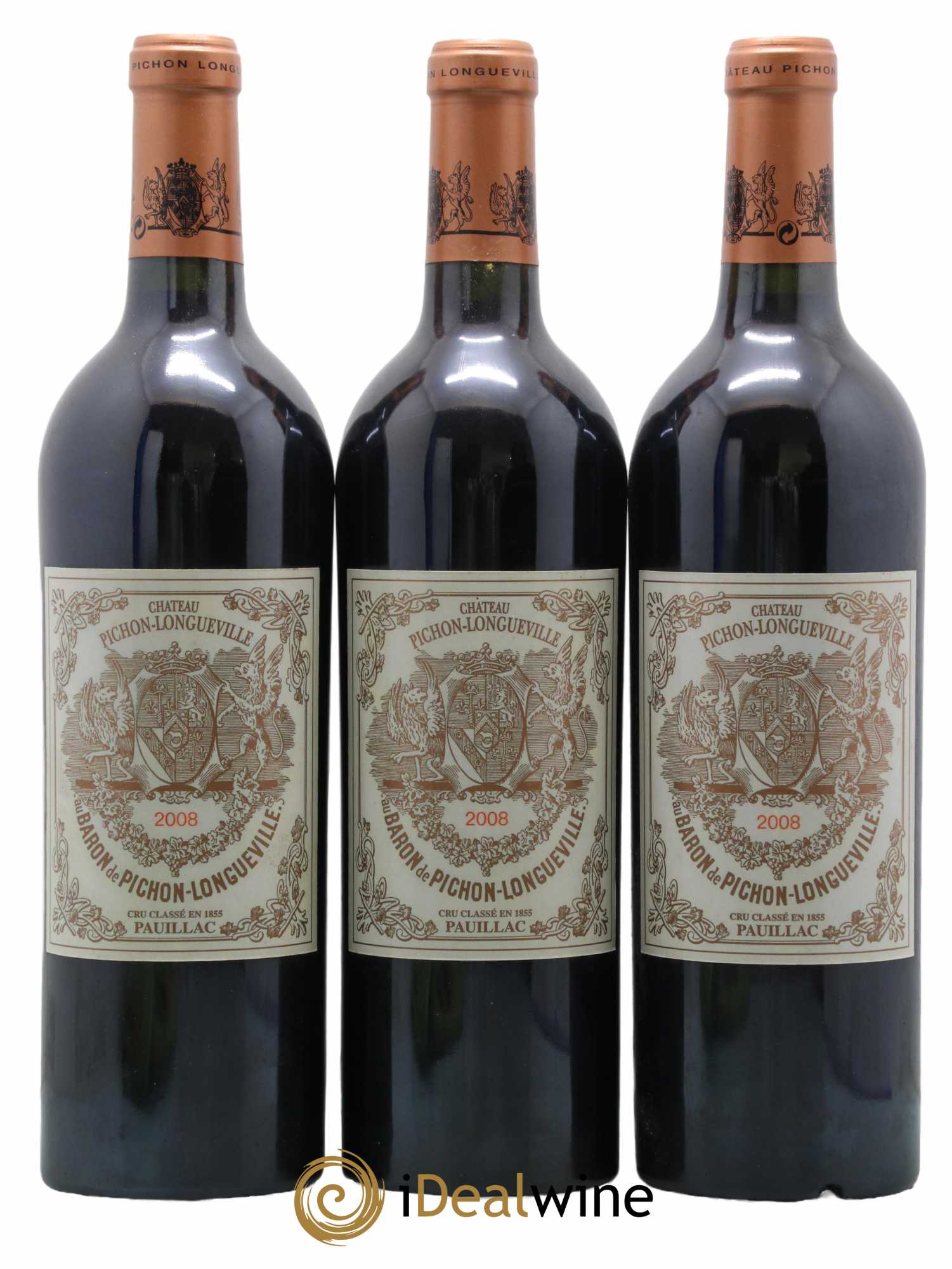 Pichon Longueville Baron 2ème Grand Cru Classé 2008 - Lot de 3 bouteilles - 0