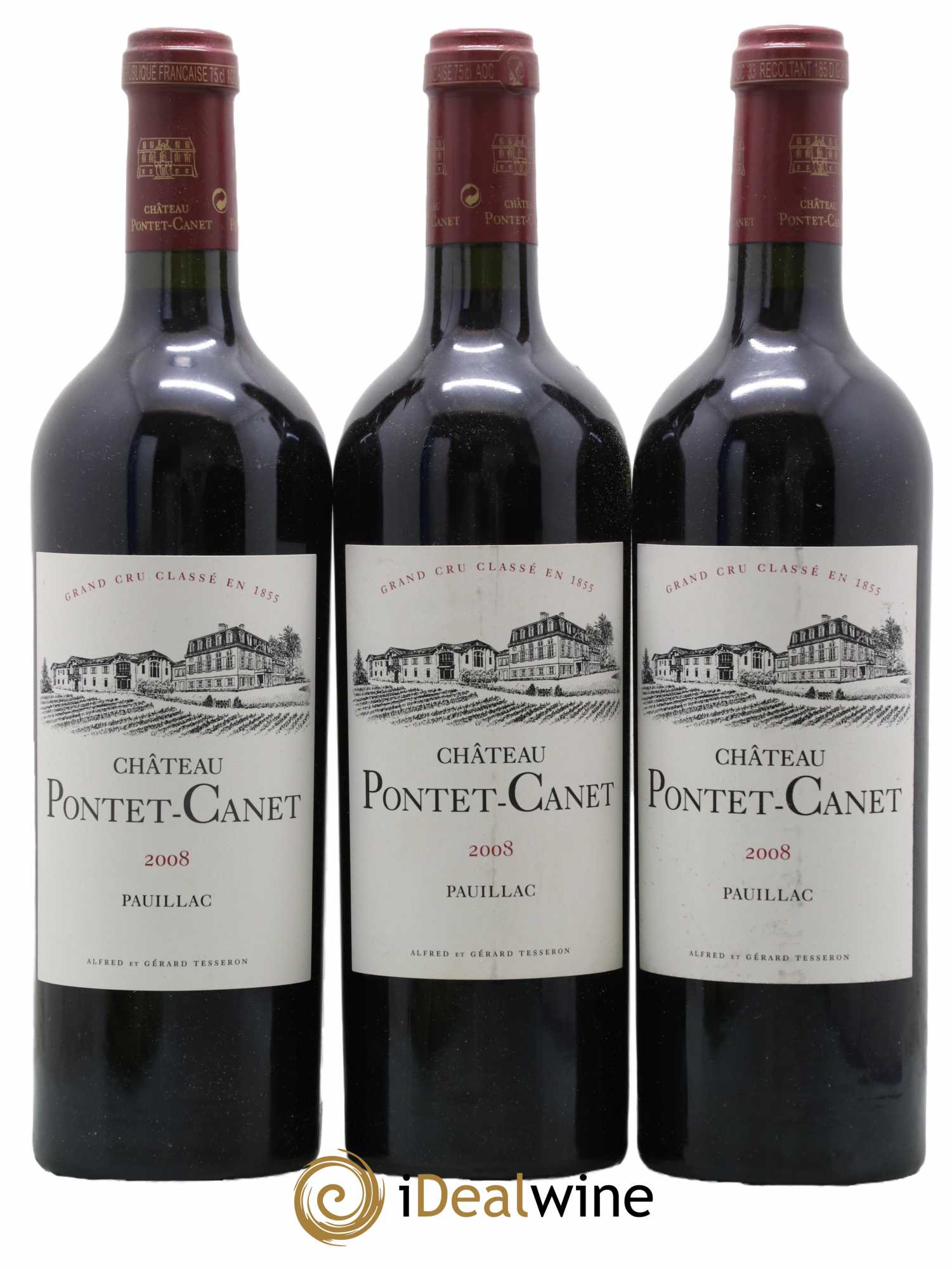 Château Pontet Canet 5ème Grand Cru Classé 2008 - Lot de 3 bouteilles - 0