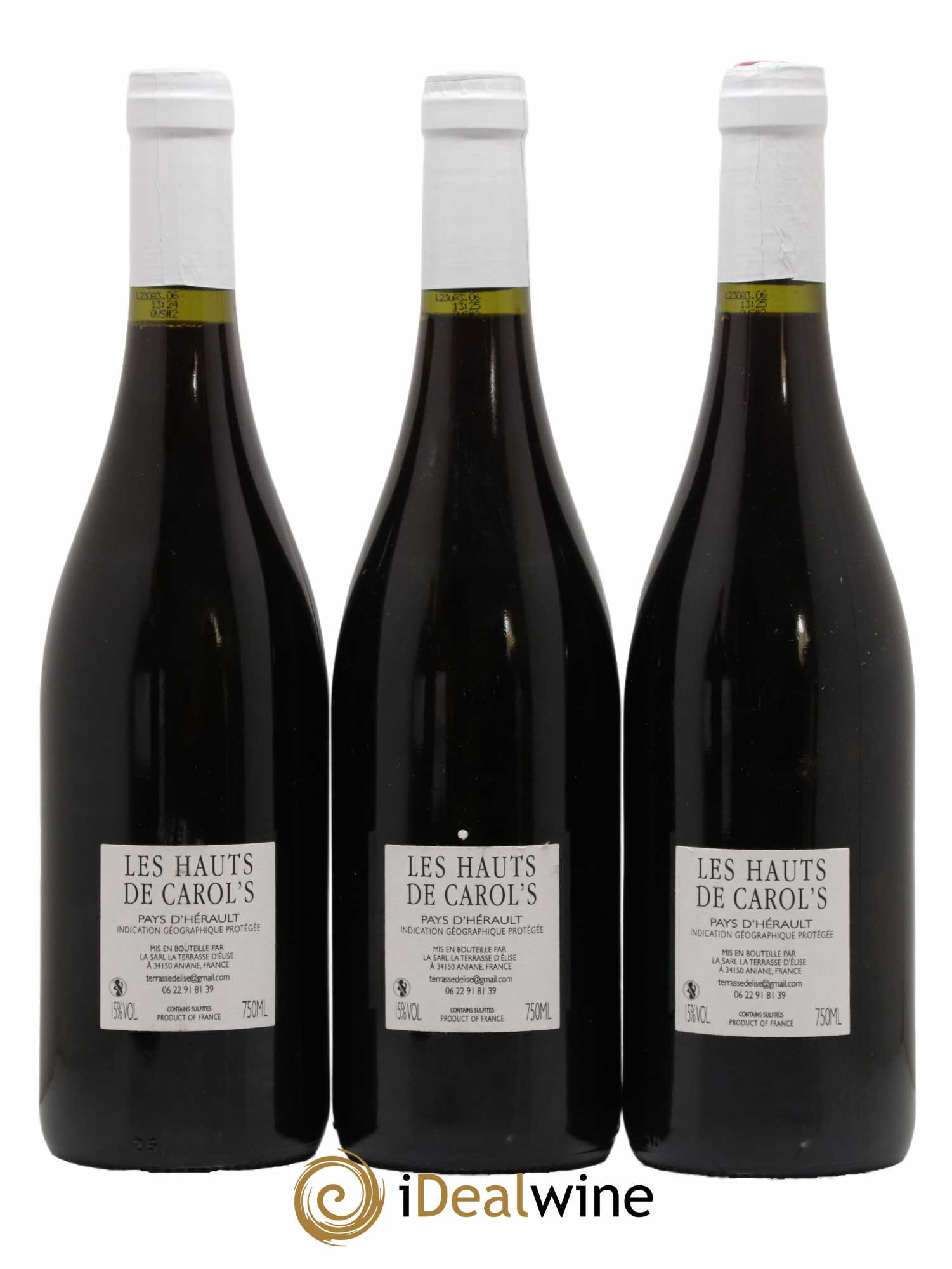 Pays d'Hérault Les Hauts de Carol's Terrasse d'Elise (Domaine de la) 2020 - Lot de 3 bouteilles - 1