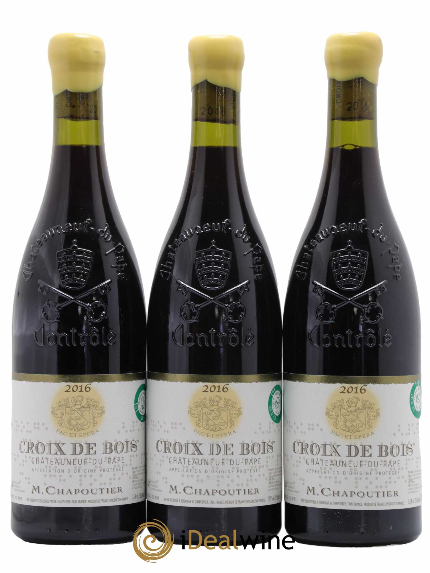 Châteauneuf-du-Pape Croix de Bois Chapoutier 2016 - Lot de 3 bouteilles - 0
