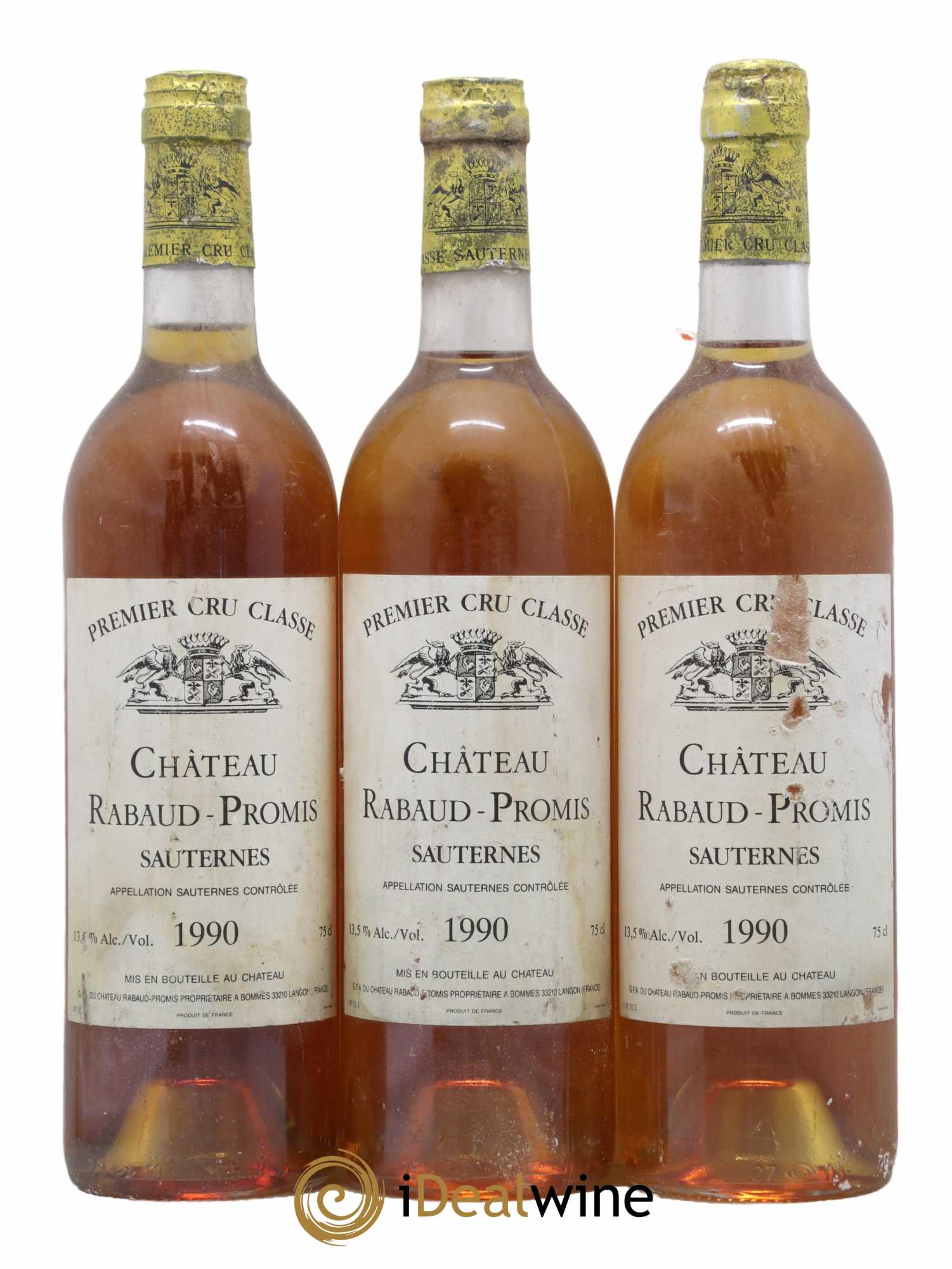 Château Rabaud Promis 1er Grand Cru Classé 1990 - Lotto di 3 bottiglie - 0