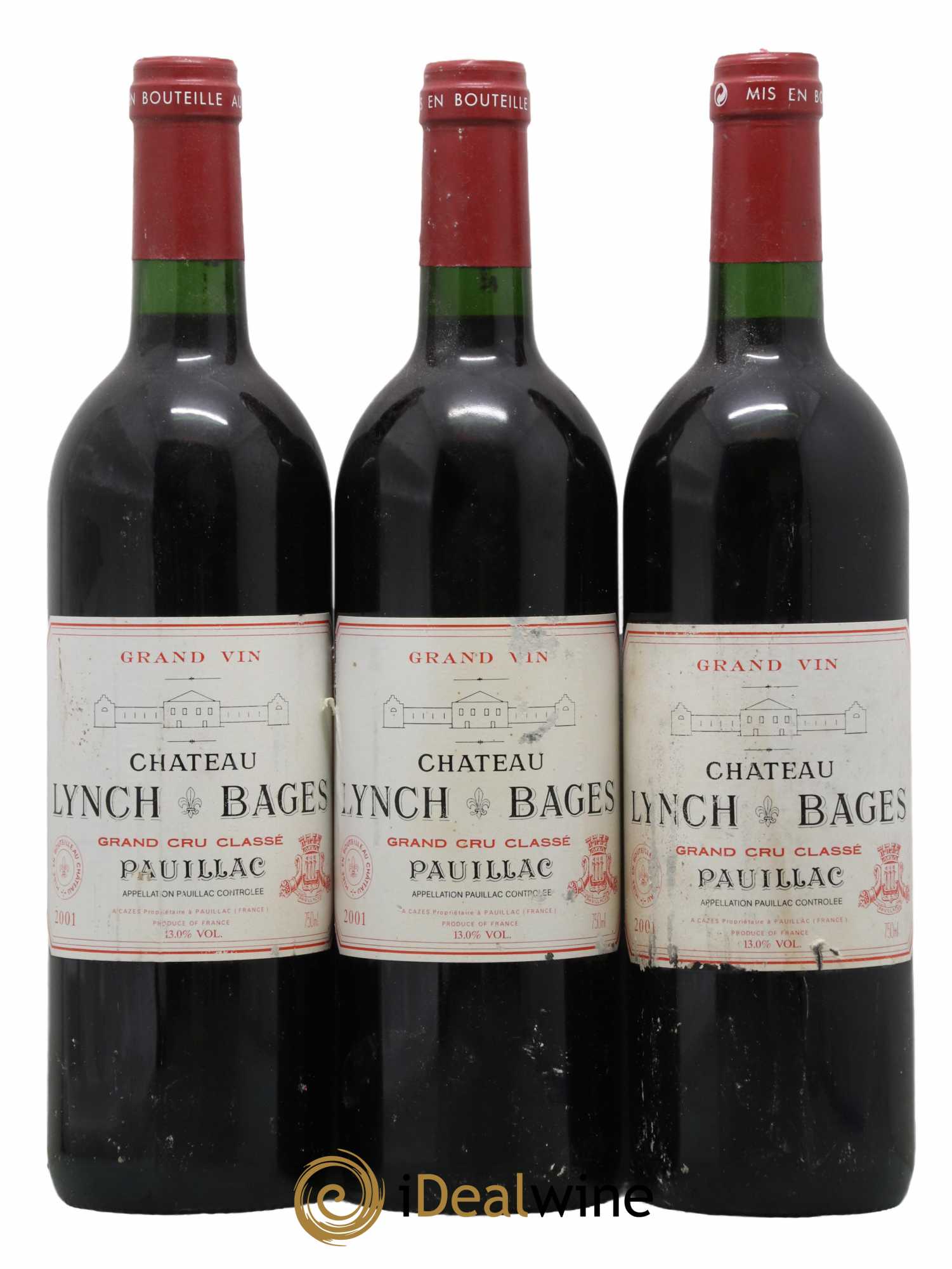Château Lynch Bages 5ème Grand Cru Classé 2001 - Lot de 3 bouteilles - 0