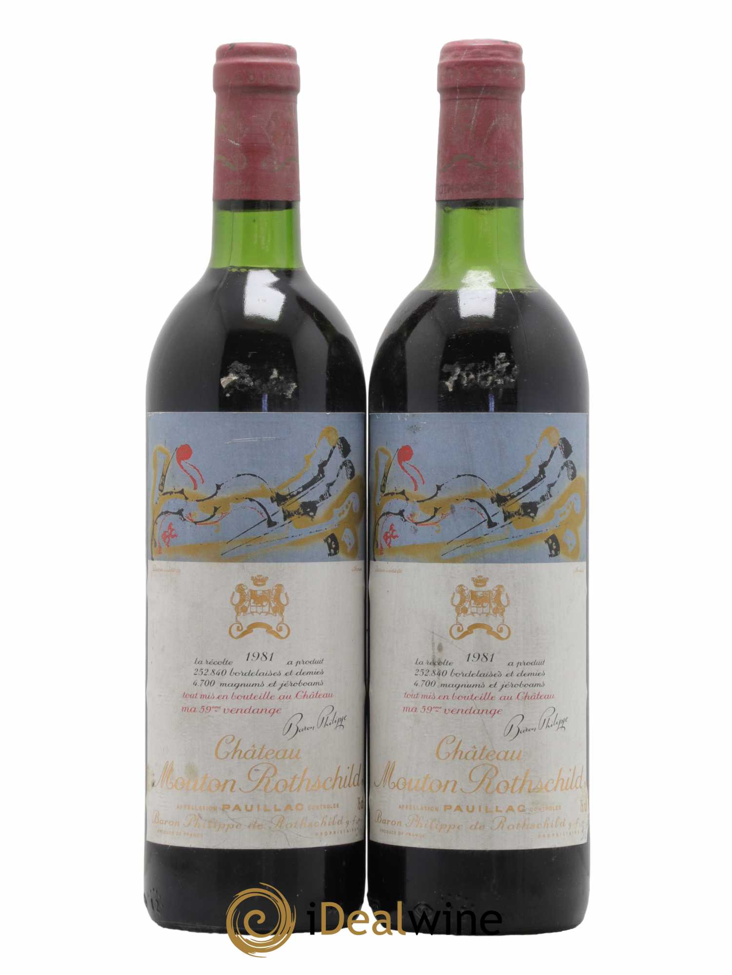 Château Mouton Rothschild 1er Grand Cru Classé 1981 - Lot de 2 bouteilles - 0