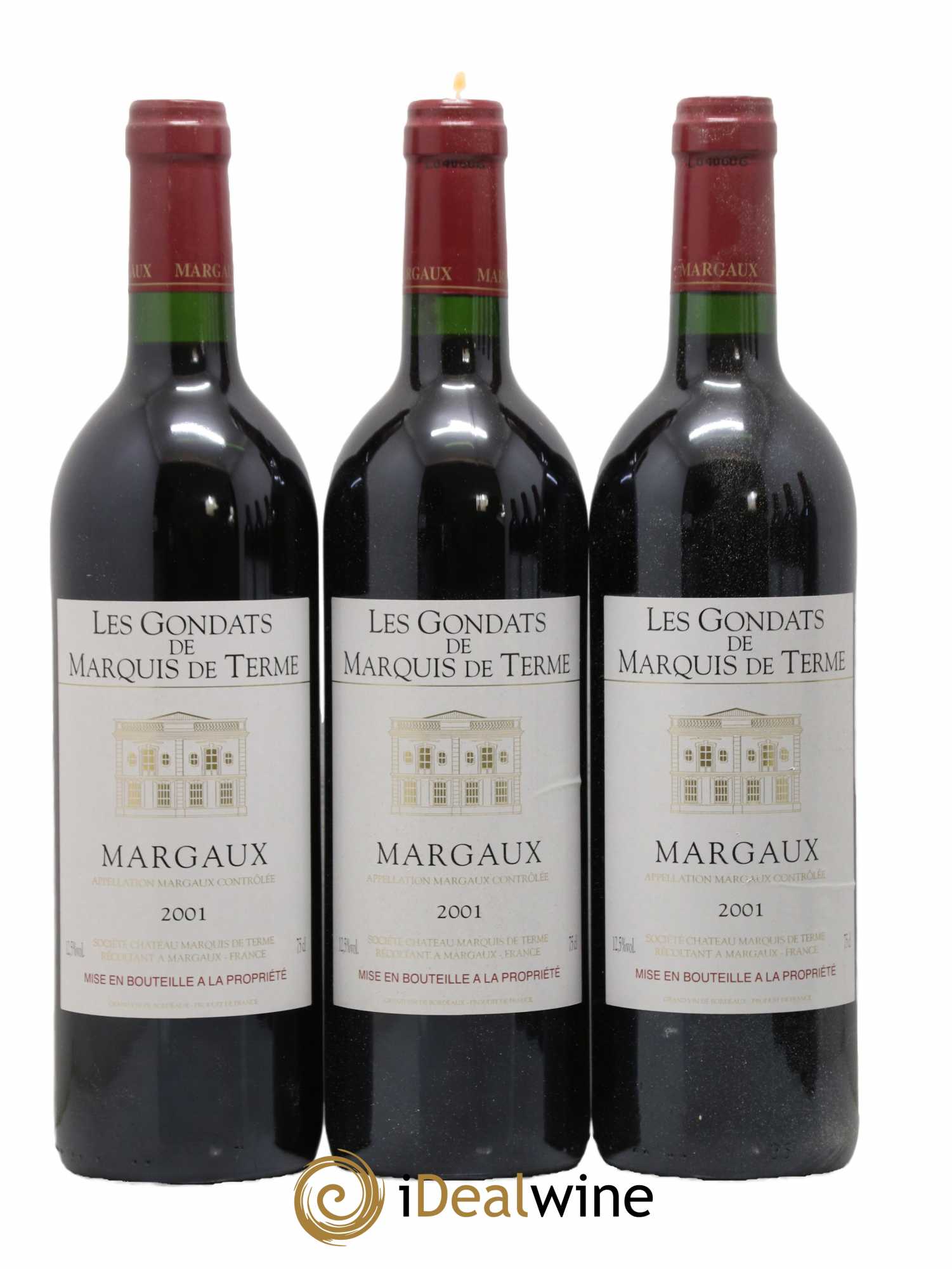 Bordeaux Margaux Les Gondats de Marquis de Terme 2001 - Lot de 12 bouteilles - 1