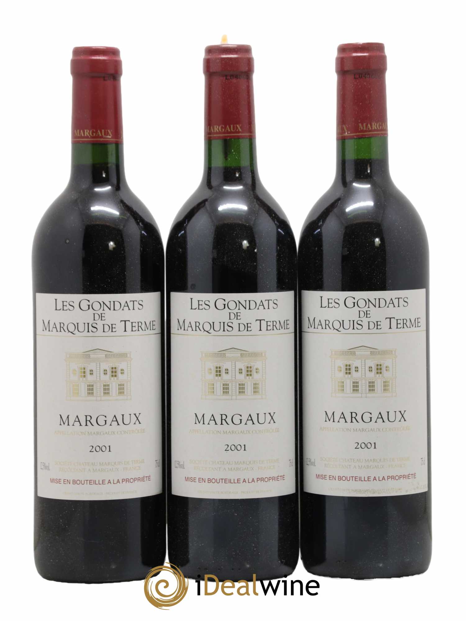 Bordeaux Margaux Les Gondats de Marquis de Terme 2001 - Lot de 3 bouteilles - 0