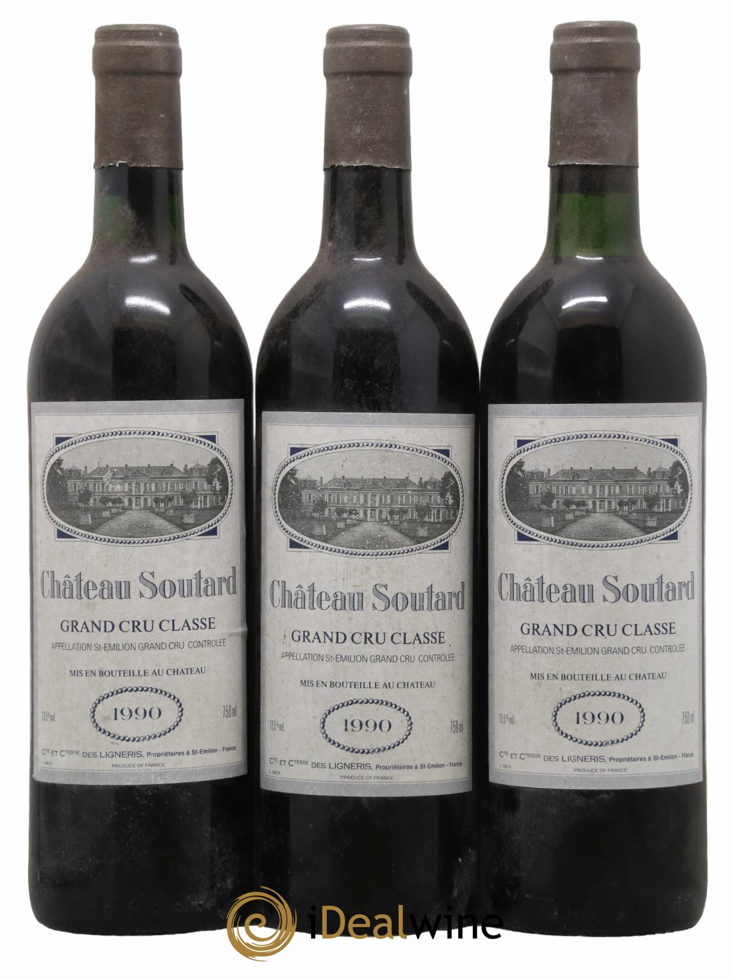 Château Soutard Grand Cru Classé 1990 - Lot de 3 bouteilles - 0