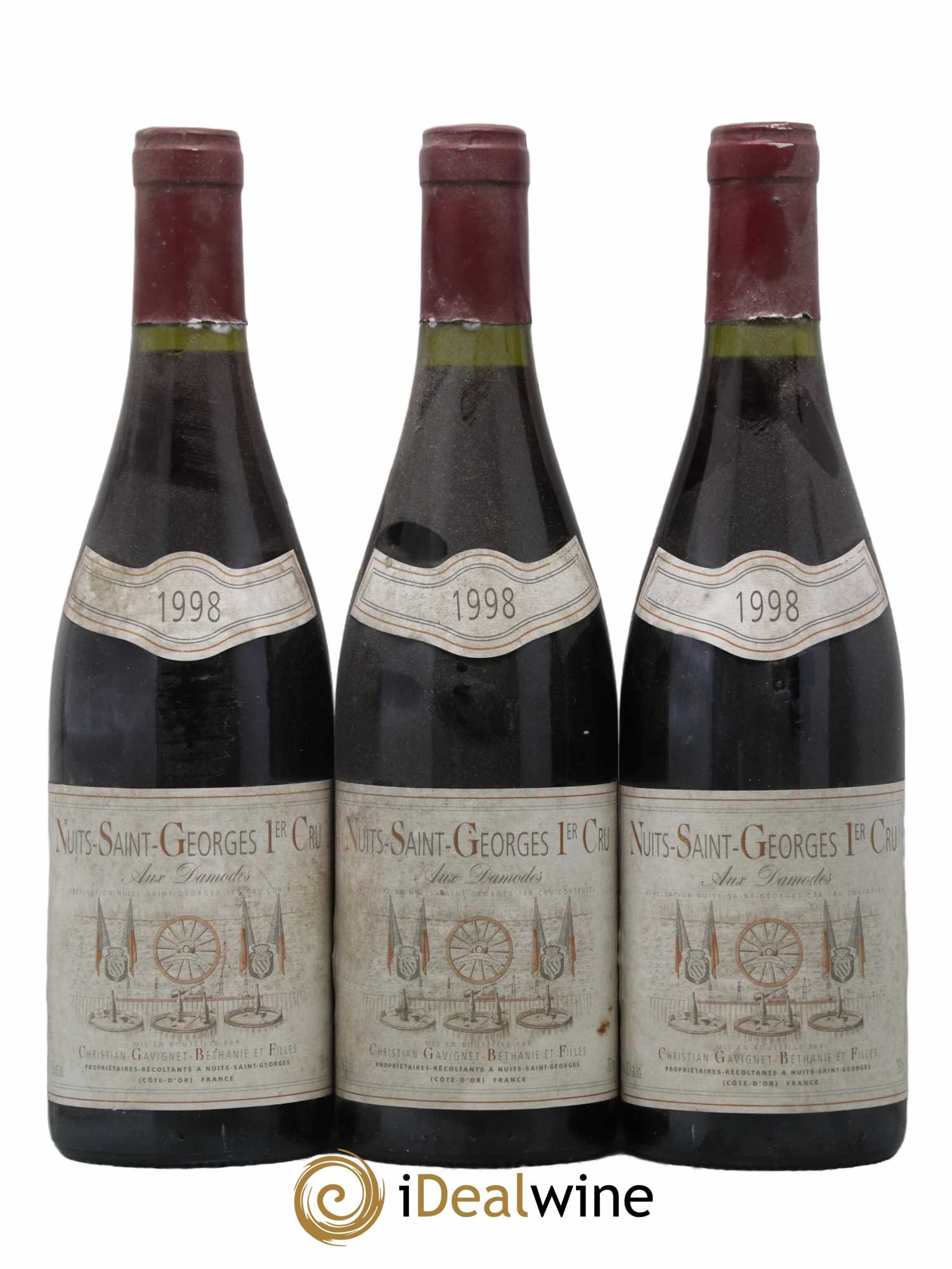 Nuits-Saint-Georges 1er Cru Aux Damodes Domaine Gavignet-Béthanie et Filles 1998 - Lot de 3 bouteilles - 0