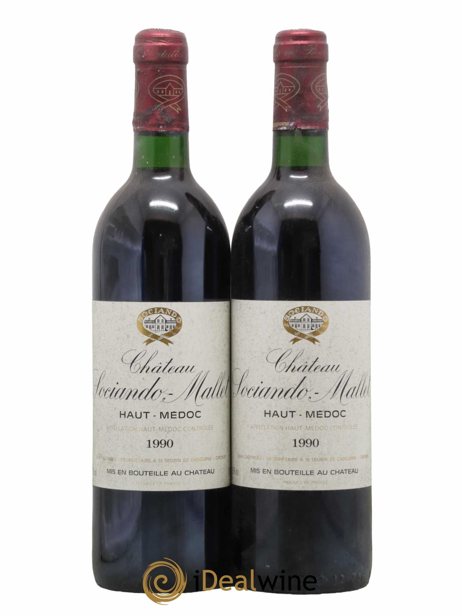 Château Sociando Mallet 1990 - Lot de 2 bouteilles - 0