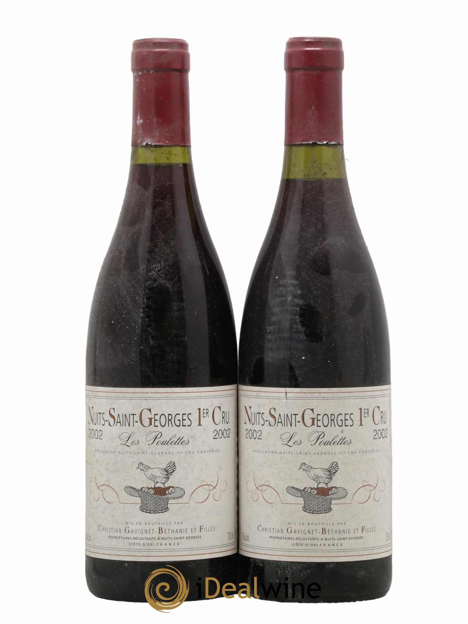 Nuits-Saint-Georges 1er Cru Les Poulettes Domaine Gavignet-Béthanie et Filles 2002 - Lot de 2 bouteilles - 0