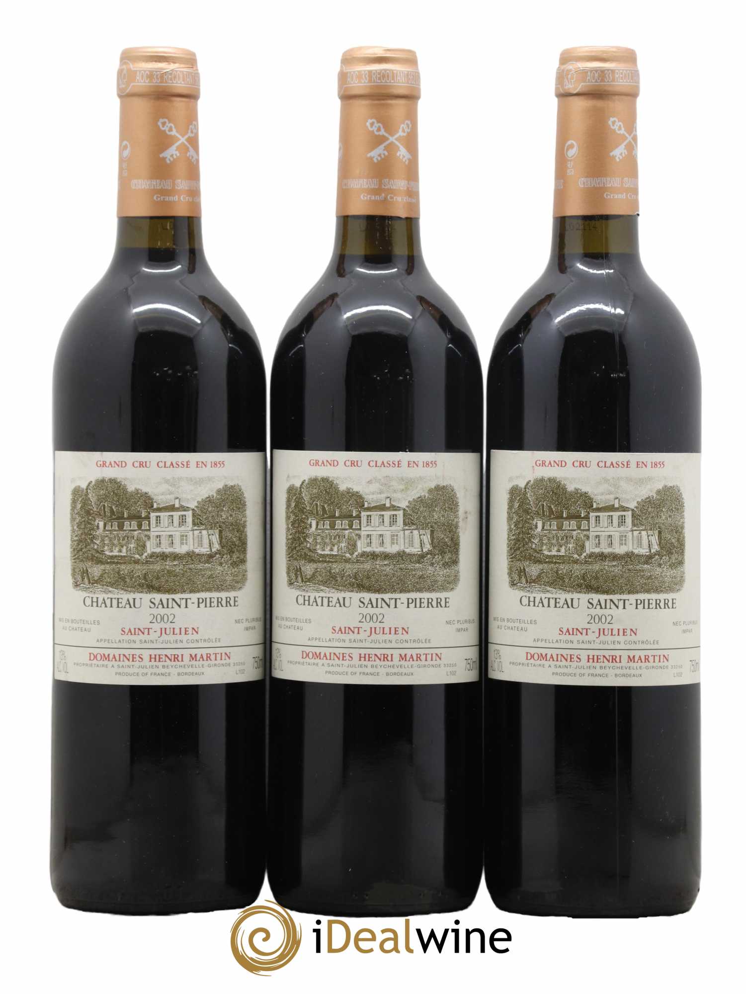 Château Saint-Pierre 4ème Grand Cru Classé 2002 - Lot de 3 bouteilles - 0