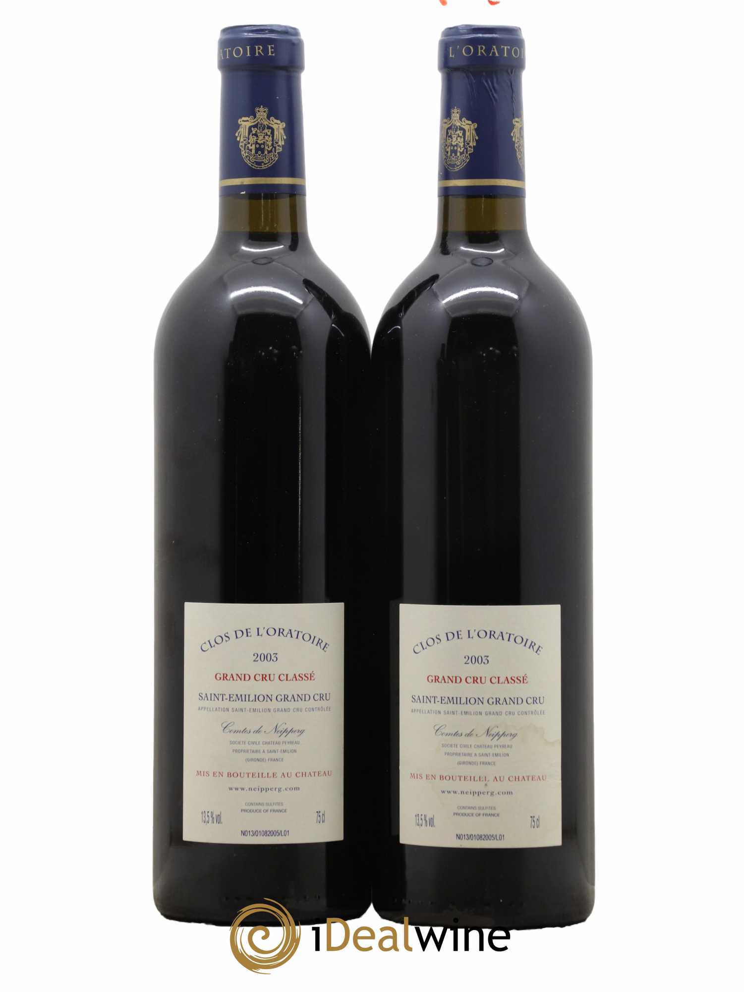 Clos de l'Oratoire Grand Cru Classé 2003 - Lot de 2 bouteilles - 1