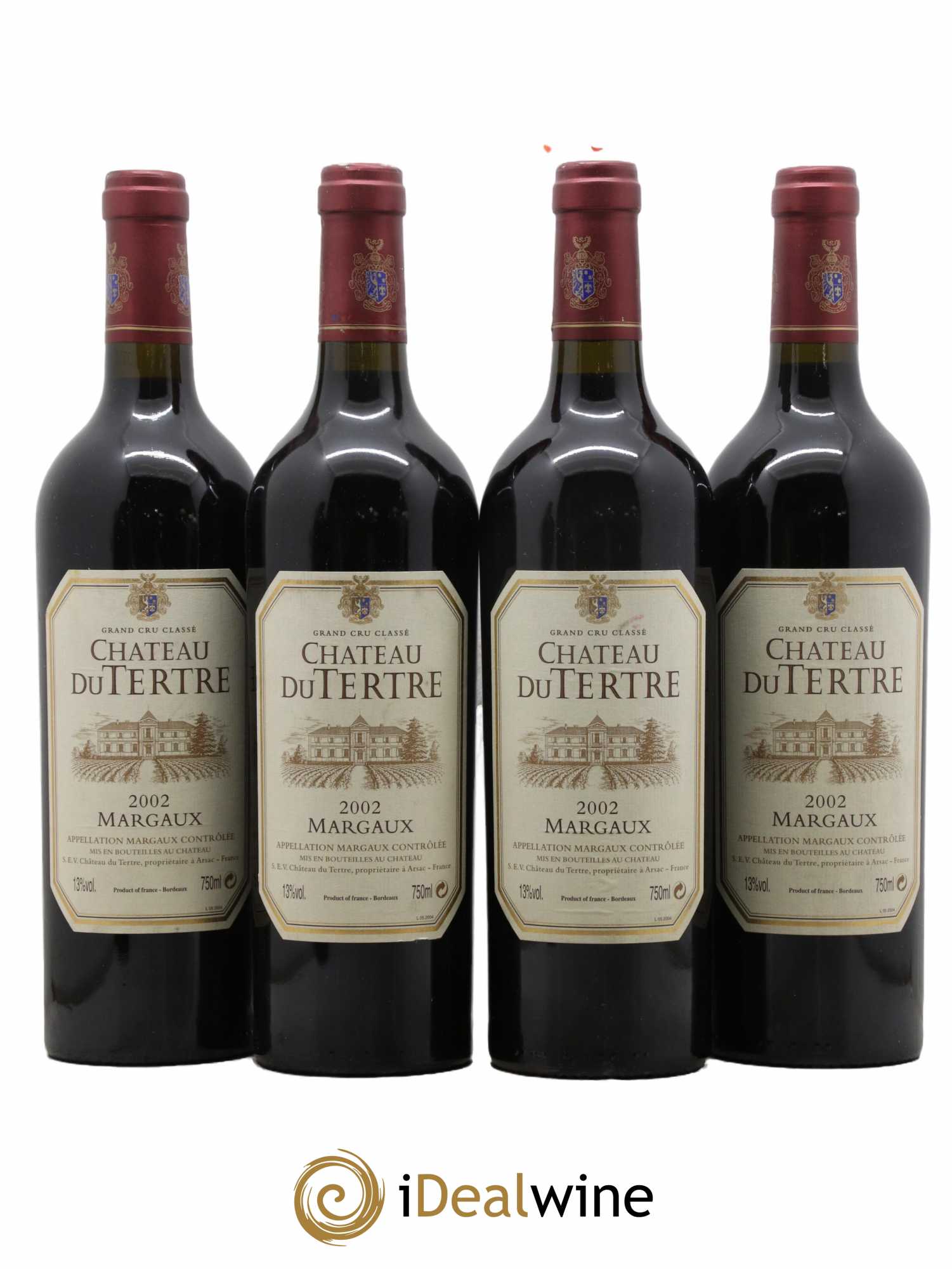 Château du Tertre 5ème Grand Cru Classé 2002 - Lot de 4 bouteilles - 0