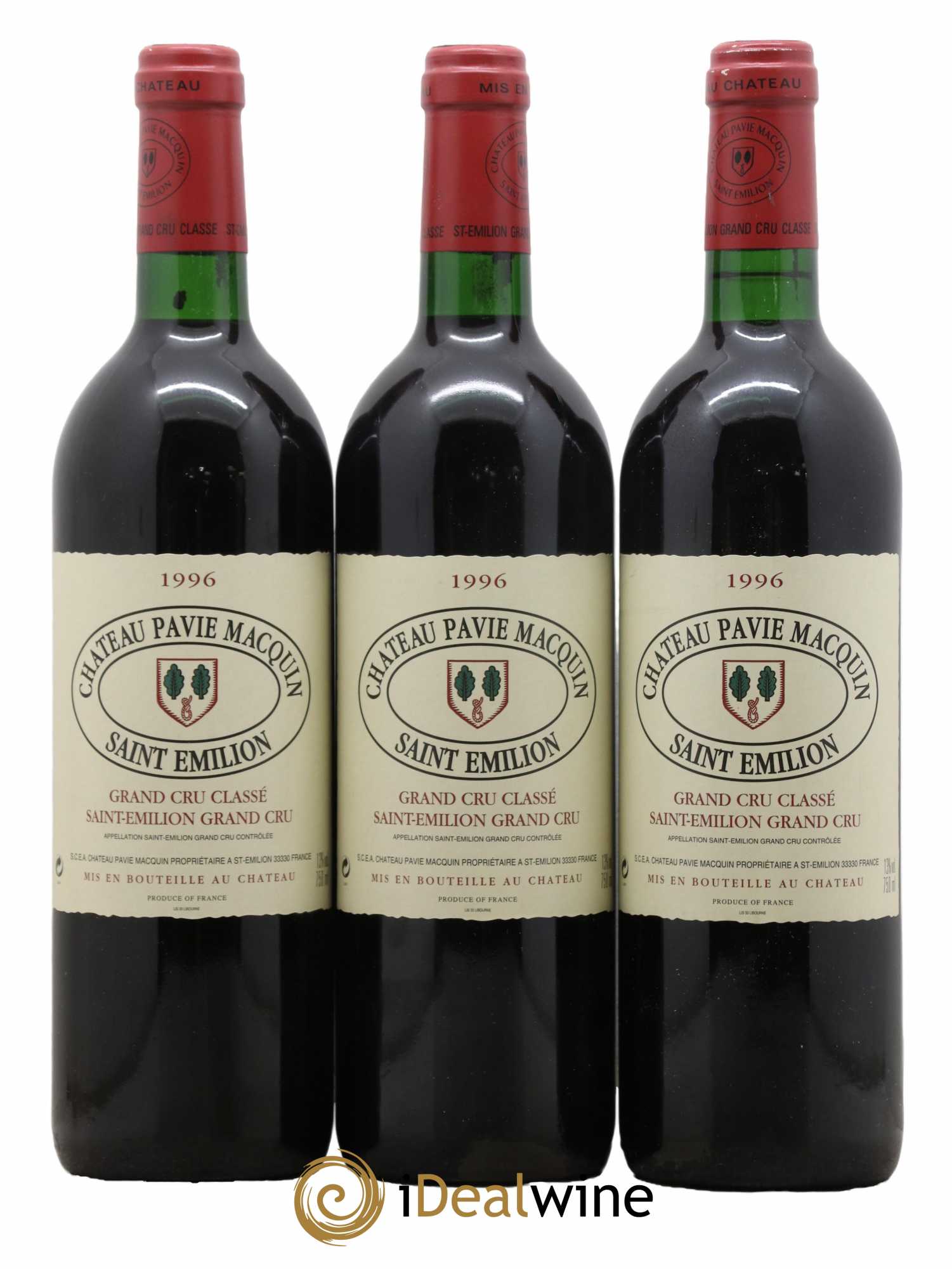Château Pavie Macquin 1er Grand Cru Classé B 1996 - Lot de 3 bouteilles - 0