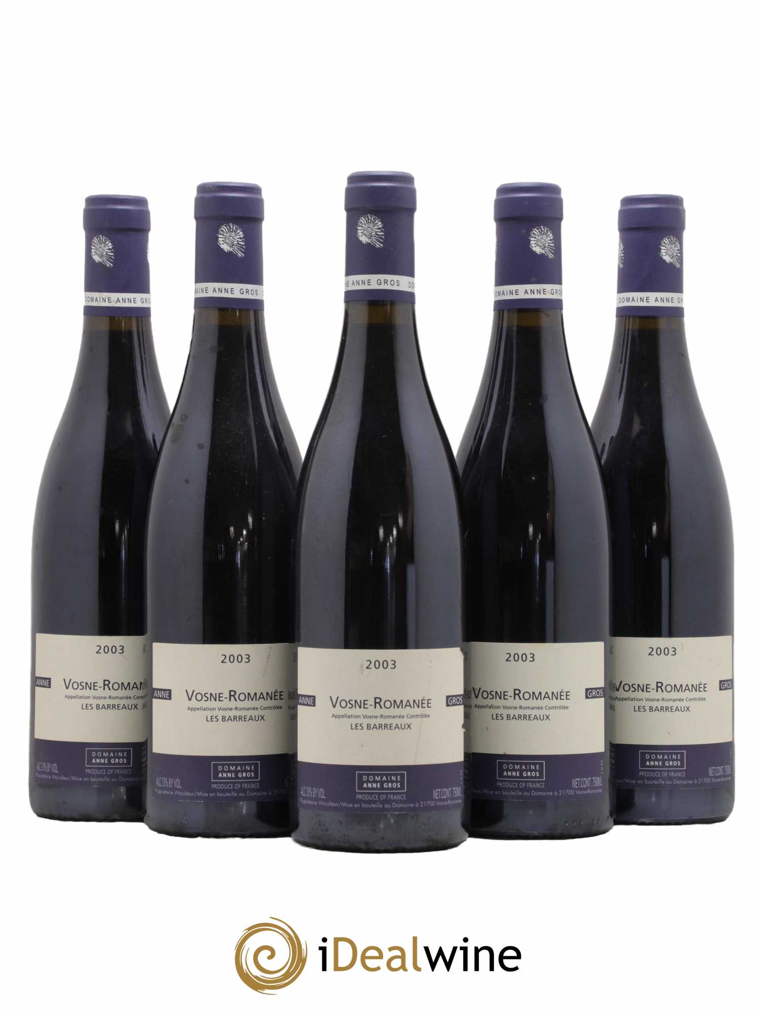 Vosne-Romanée Les Barreaux Anne Gros 2003 - Lot de 5 bouteilles - 0