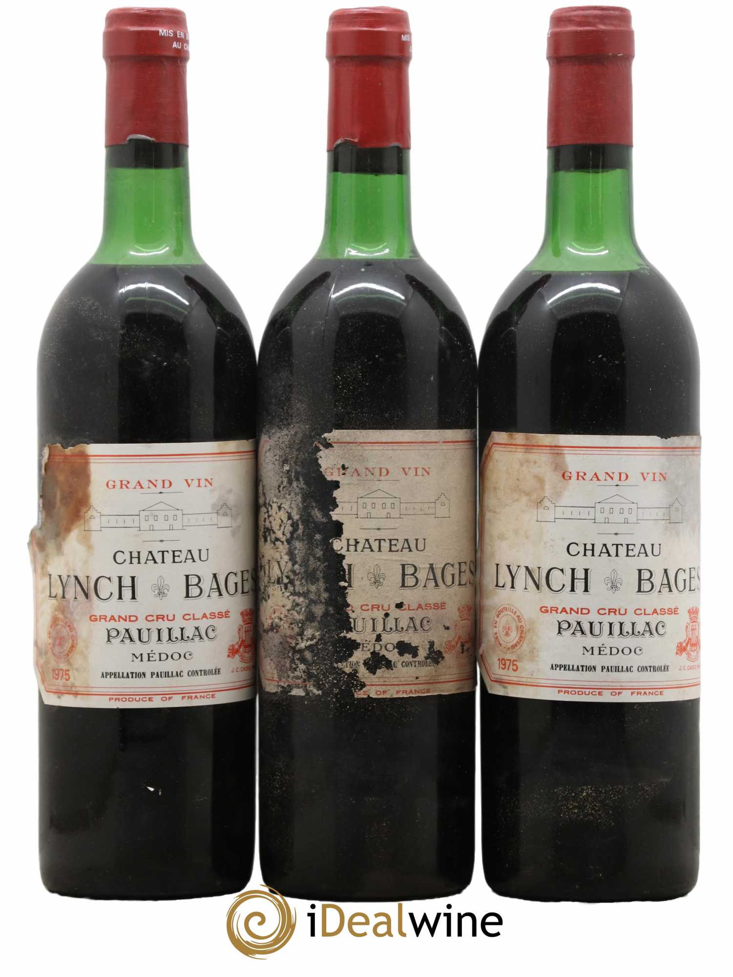 Château Lynch Bages 5ème Grand Cru Classé 1975 - Lot de 3 bouteilles - 0