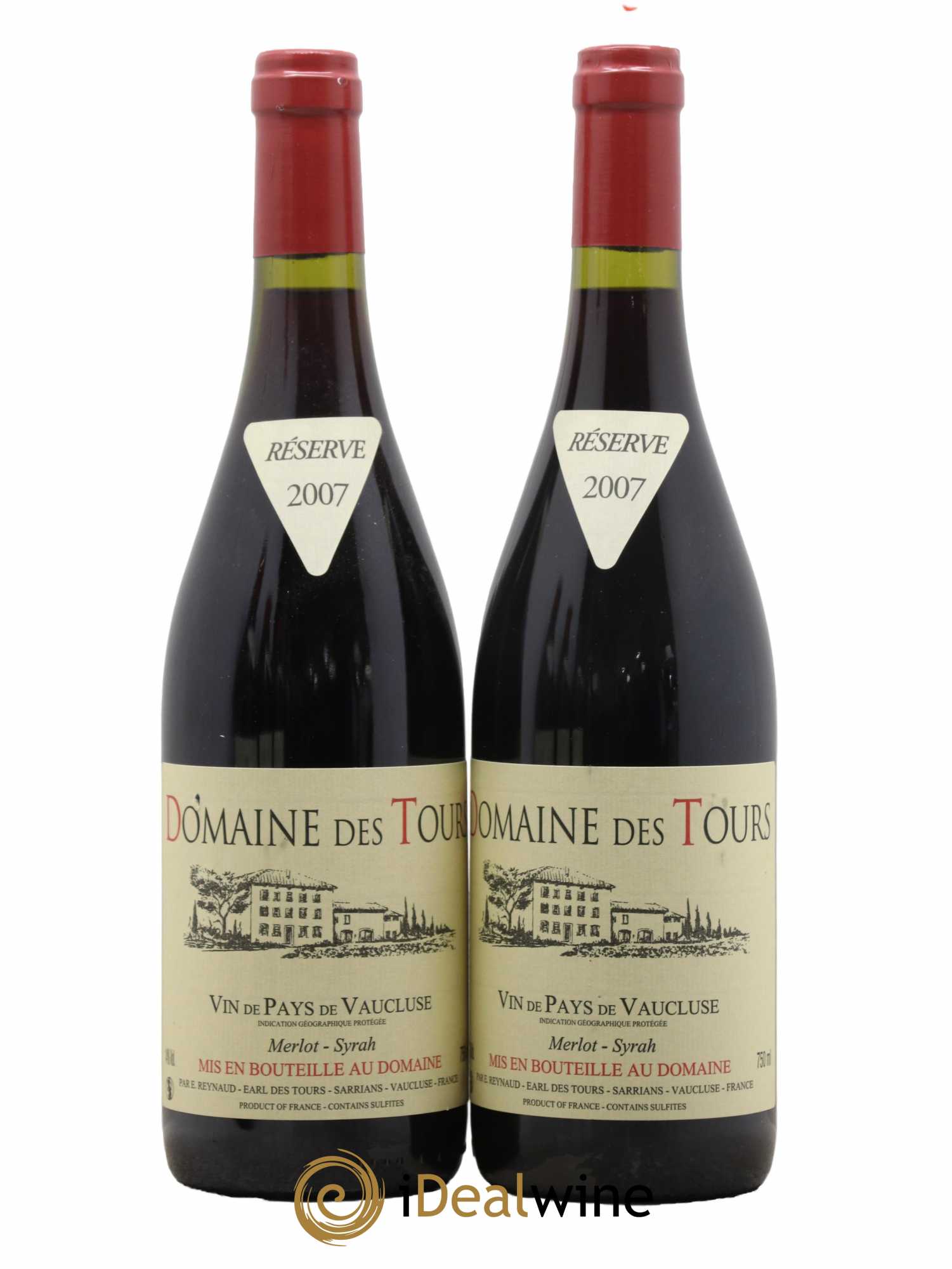 Vaucluse Domaine des Tours Merlot-Syrah Emmanuel Reynaud 2007 - Lot de 2 bouteilles - 0