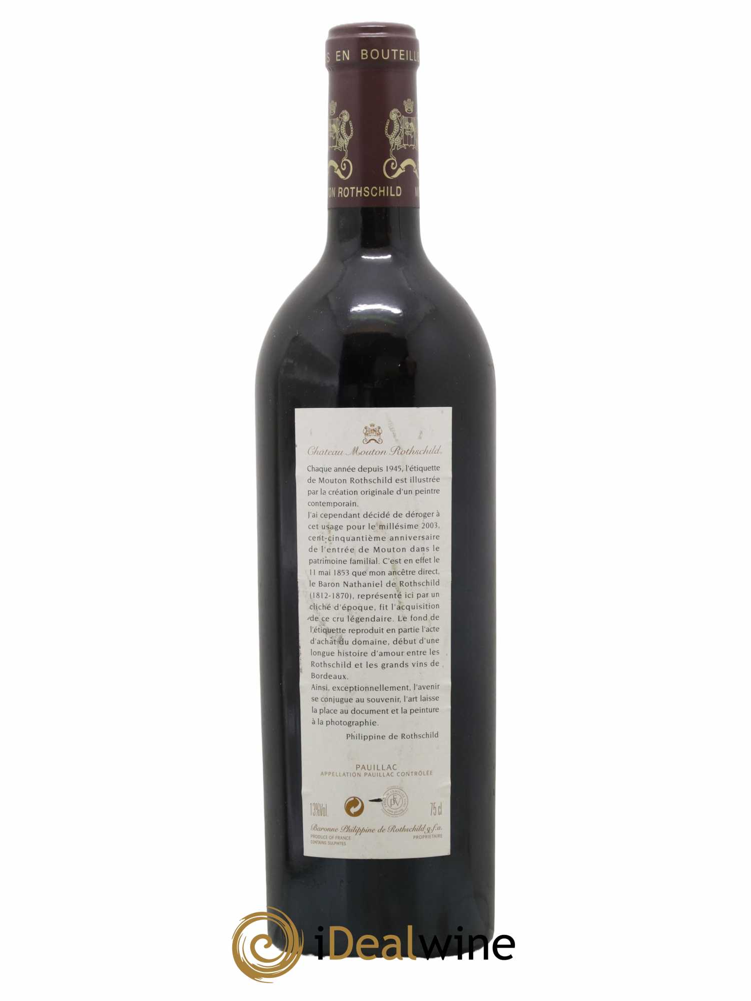 Château Mouton Rothschild 1er Grand Cru Classé 2003 - Lot de 1 bouteille - 1