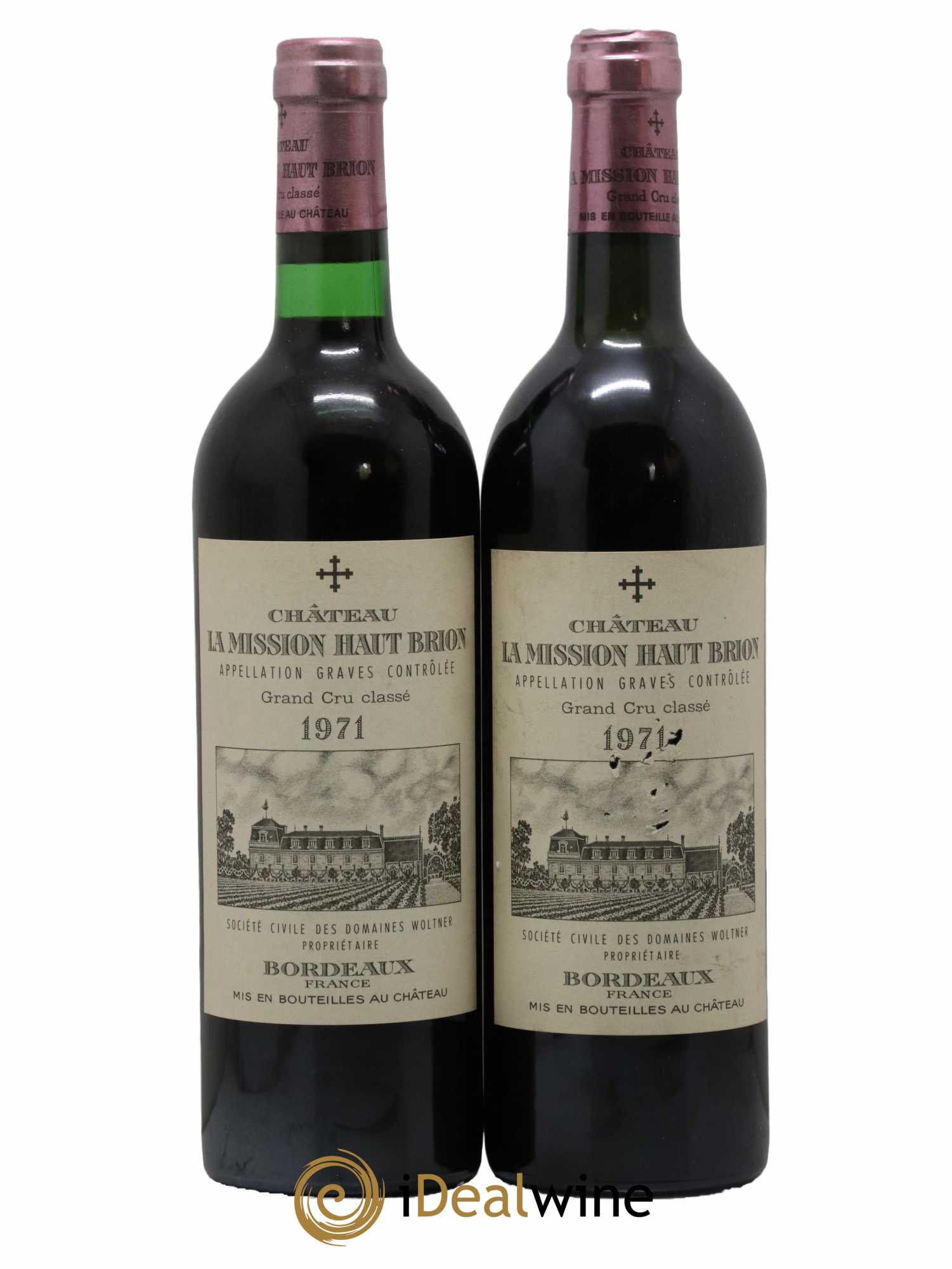 Château la Mission Haut-Brion Cru Classé de Graves 1971 - Lot of 2 bottles - 0