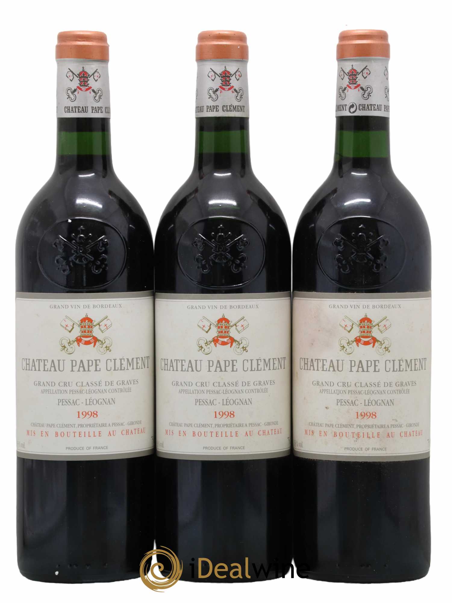 Château Pape Clément Cru Classé de Graves 1998 - Lot de 3 bouteilles - 0