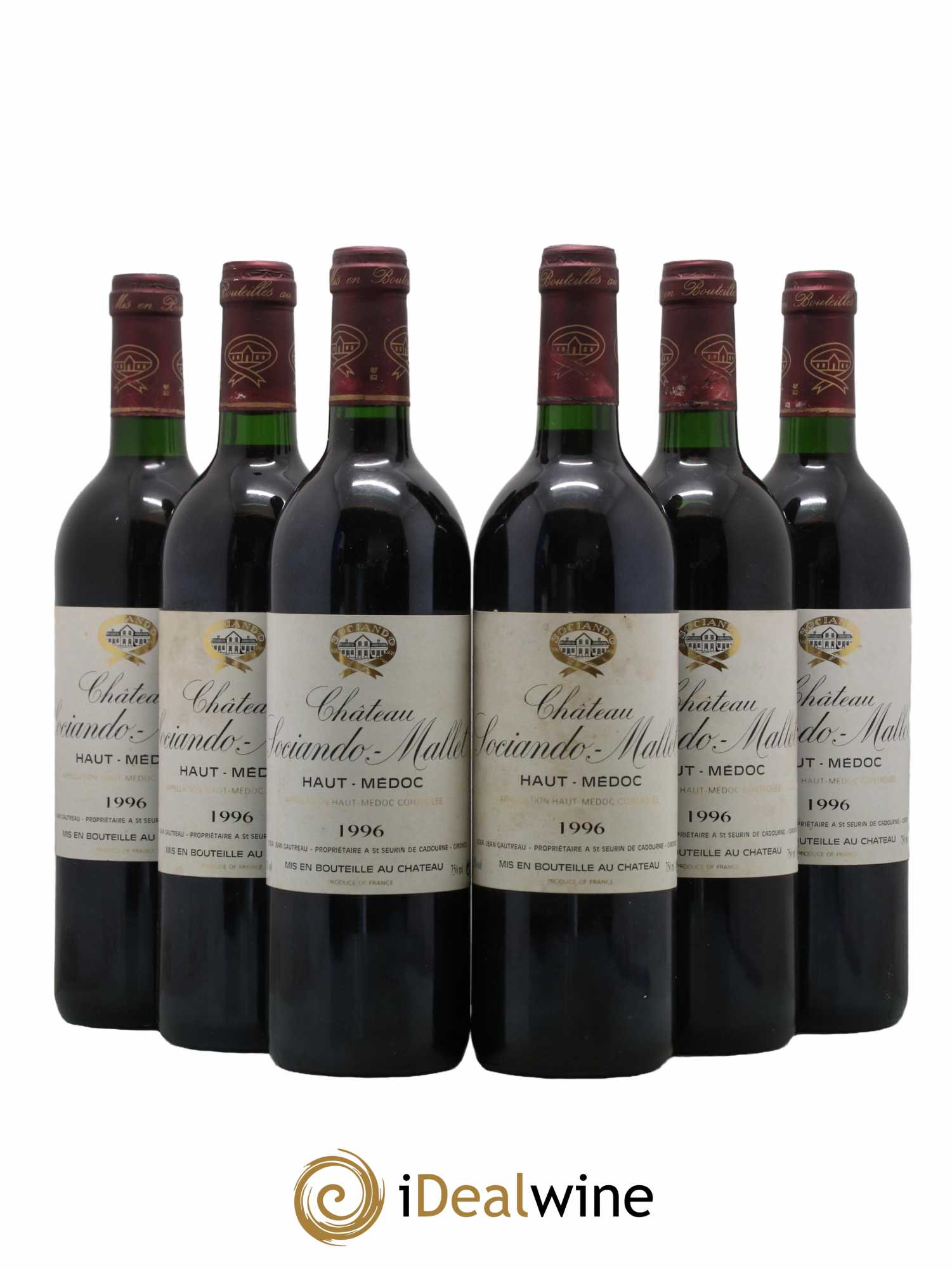 Château Sociando Mallet 1996 - Lot de 6 bouteilles - 0