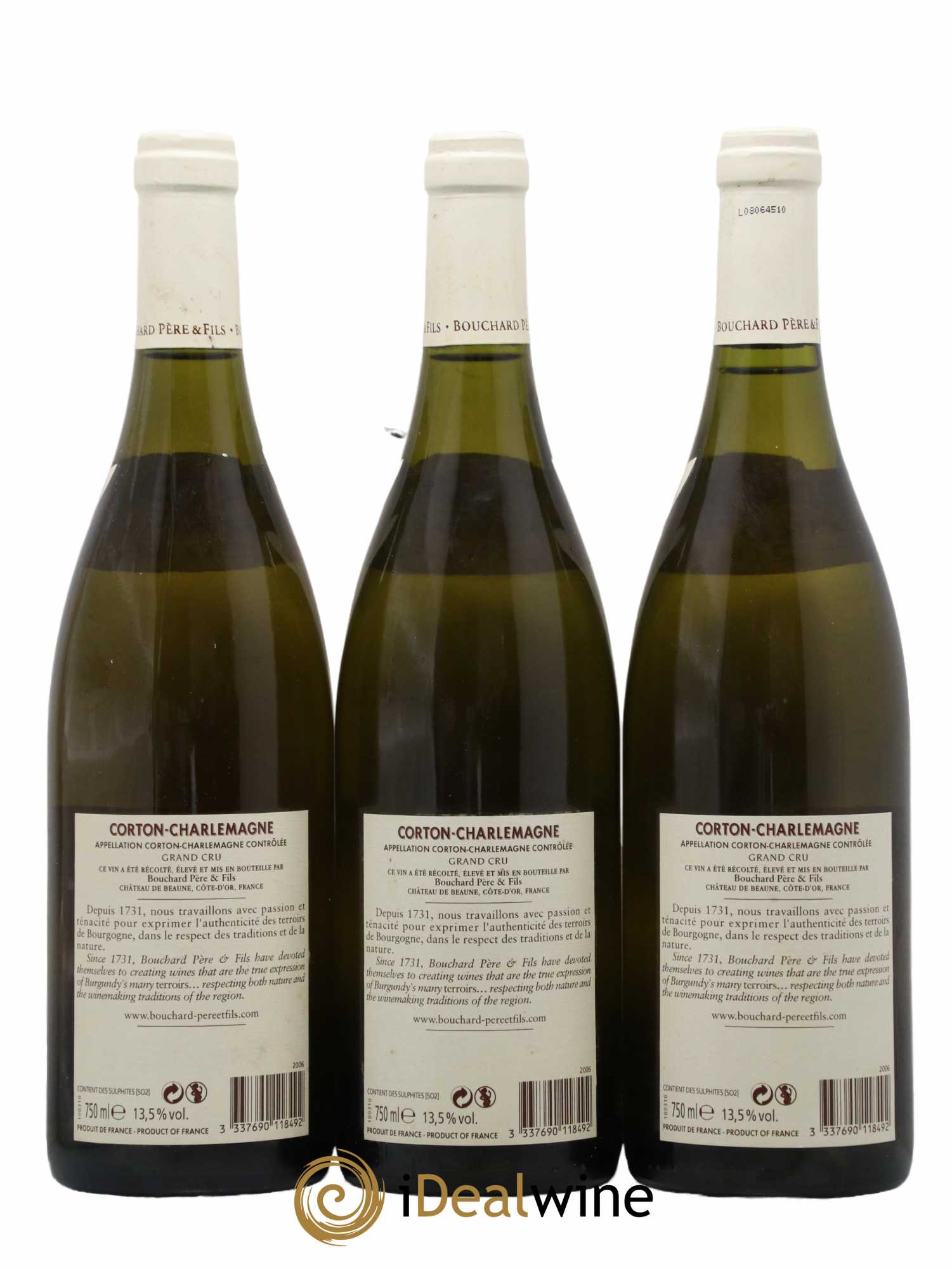 Corton-Charlemagne Grand Cru Bouchard Père & Fils 2006 - Lot de 3 bouteilles - 1
