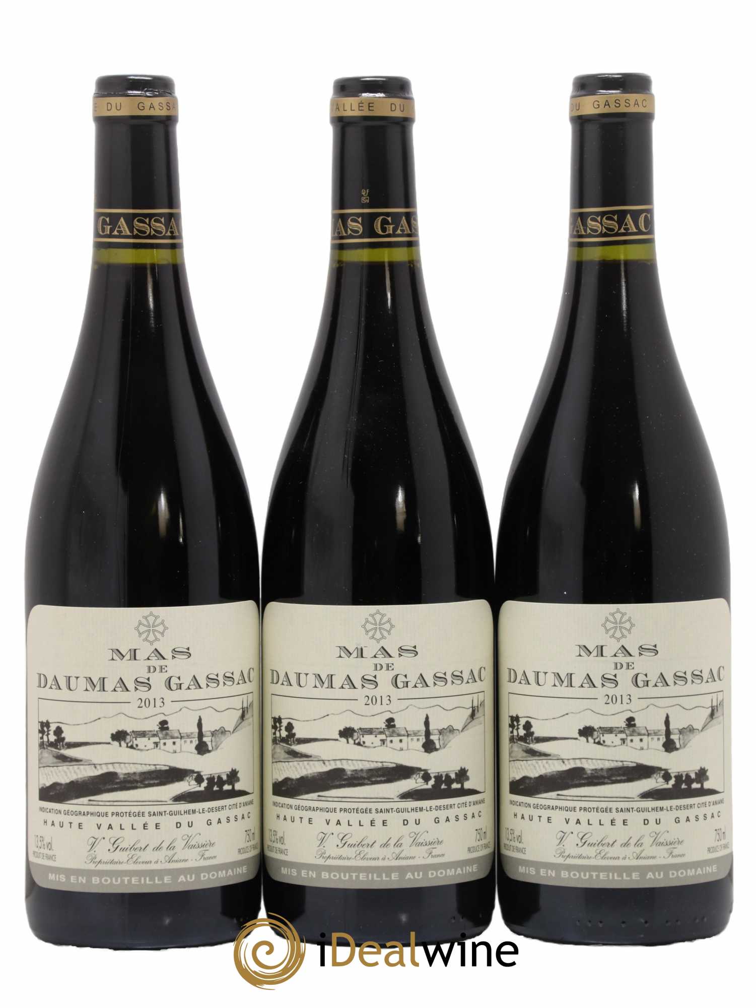 Saint-Guilhem-le-Désert - Cité d'Aniane Mas Daumas Gassac Famille Guibert de La Vaissière 2013 - Lot de 3 bouteilles - 0