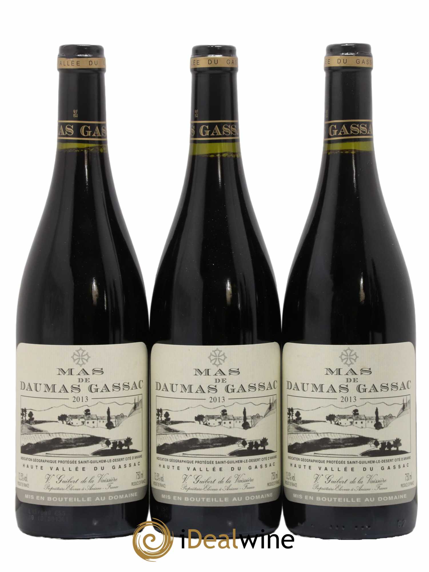 Saint-Guilhem-le-Désert - Cité d'Aniane Mas Daumas Gassac Famille Guibert de La Vaissière 2013 - Lot de 3 bouteilles - 0