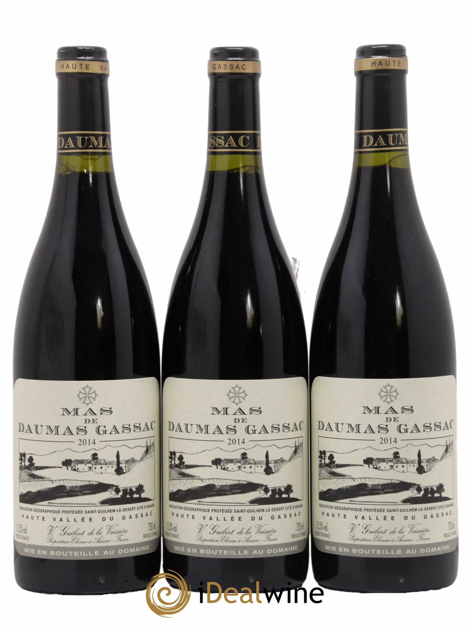 Saint-Guilhem-le-Désert - Cité d'Aniane Mas Daumas Gassac Famille Guibert de La Vaissière 2014 - Lot de 3 bouteilles - 0