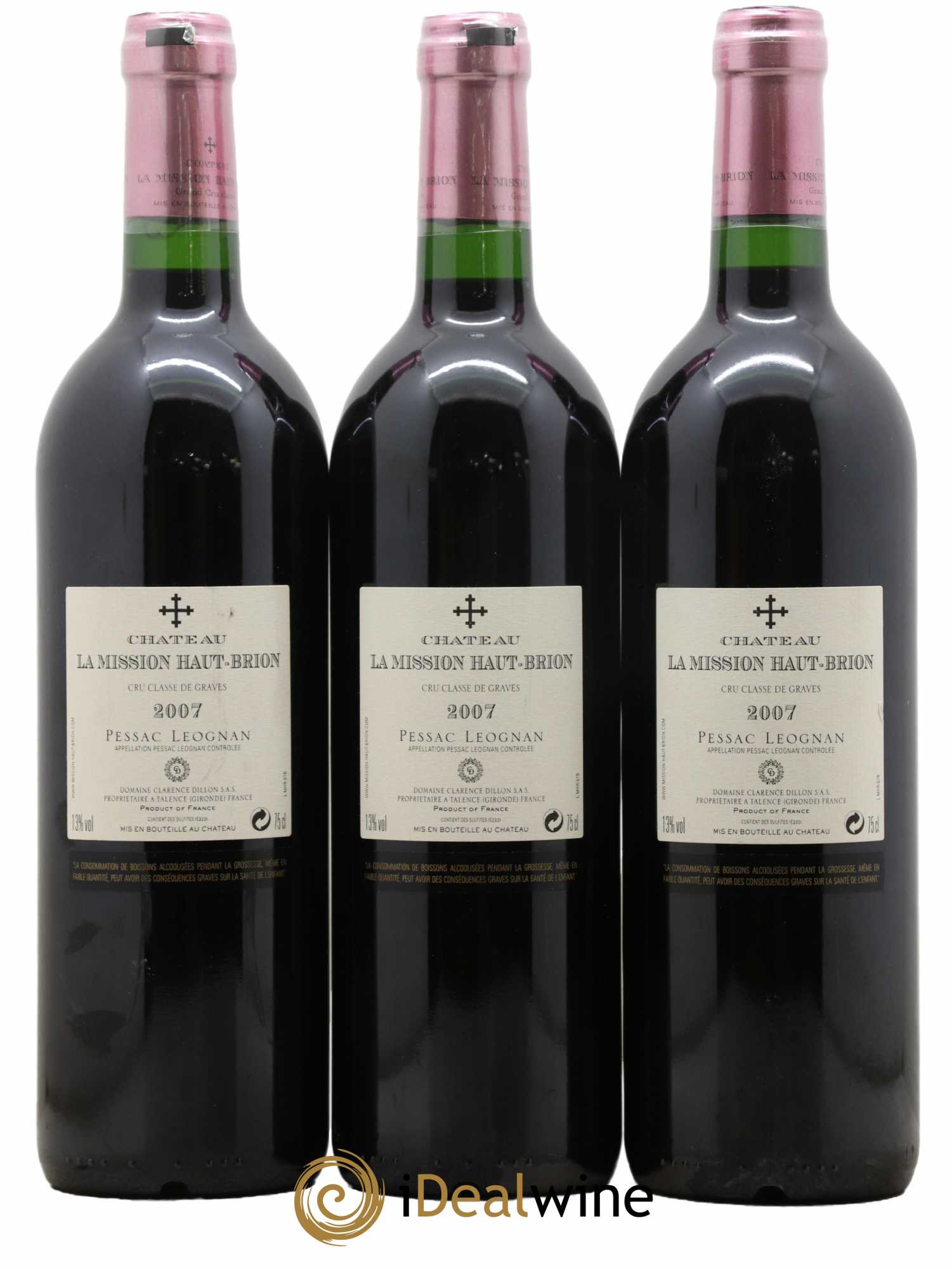 Château la Mission Haut-Brion Cru Classé de Graves 2007 - Lot of 3 bottles - 1