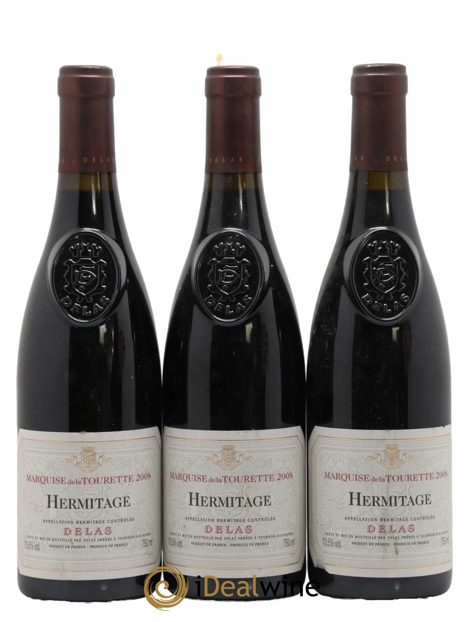 Hermitage Marquise de la Tourette Delas Frères 2008 - Lot de 3 bouteilles - 0