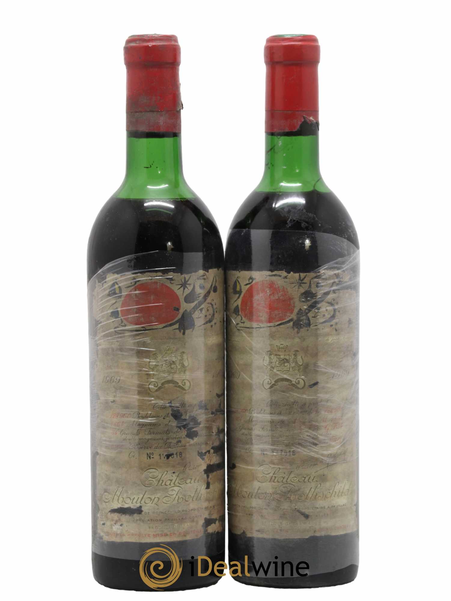Château Mouton Rothschild 1er Grand Cru Classé 1969 - Lot de 2 bouteilles - 0