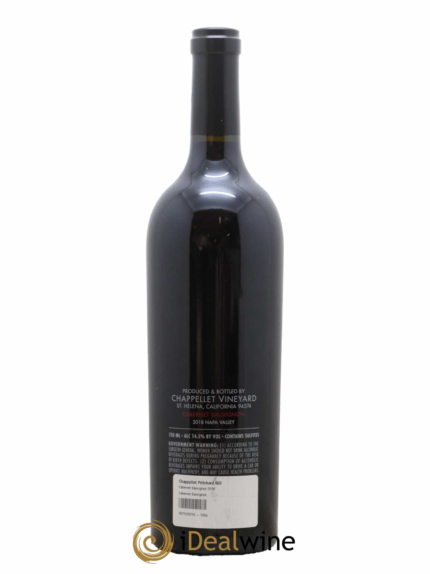 USA Napa Valley Pritchard Hill Chappellet Vineyard 2018 - Lot de 1 bouteille - 1